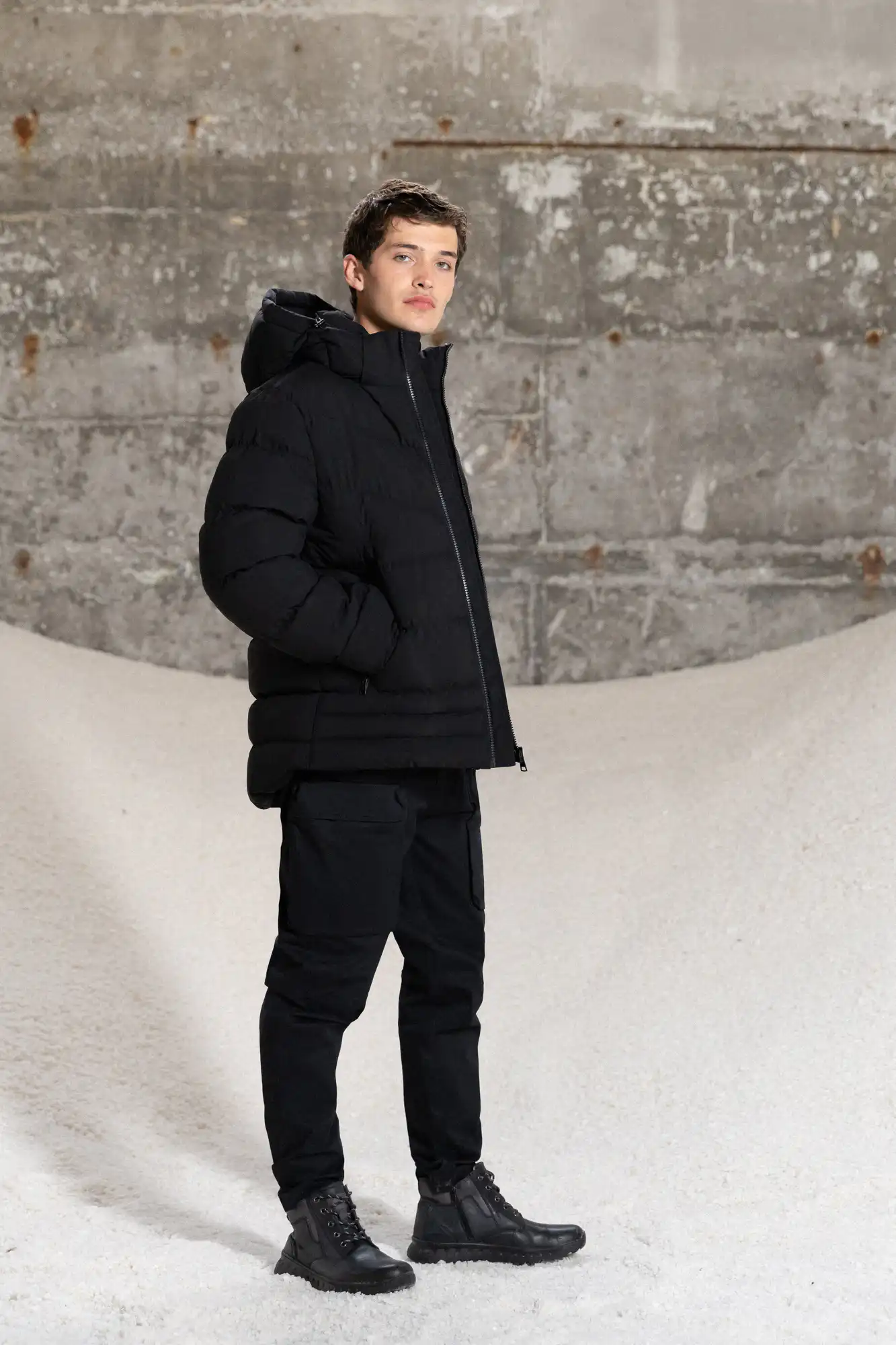 Splendid fashion ανδρικό κοντό μπουφάν με αποσπώμενη κουκούλα 52-201-054 BLACK