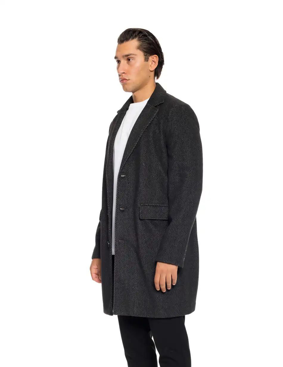 Splendid fashion ανδρικό μακρύ παλτό 52-201-060 BLACK