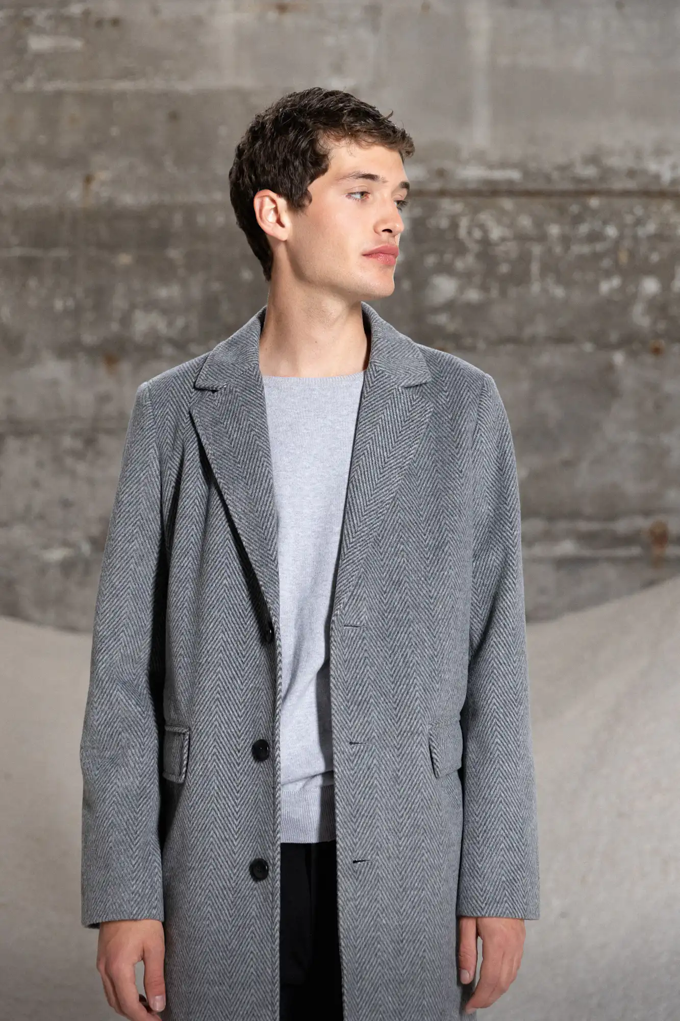 Splendid fashion ανδρικό μακρύ παλτό 52-201-060 GREY