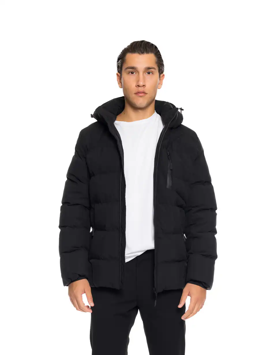 Biston fashion ανδρικό κοντό μπουφάν με αποσπώμενη κουκούλα 52-201-061 BLACK