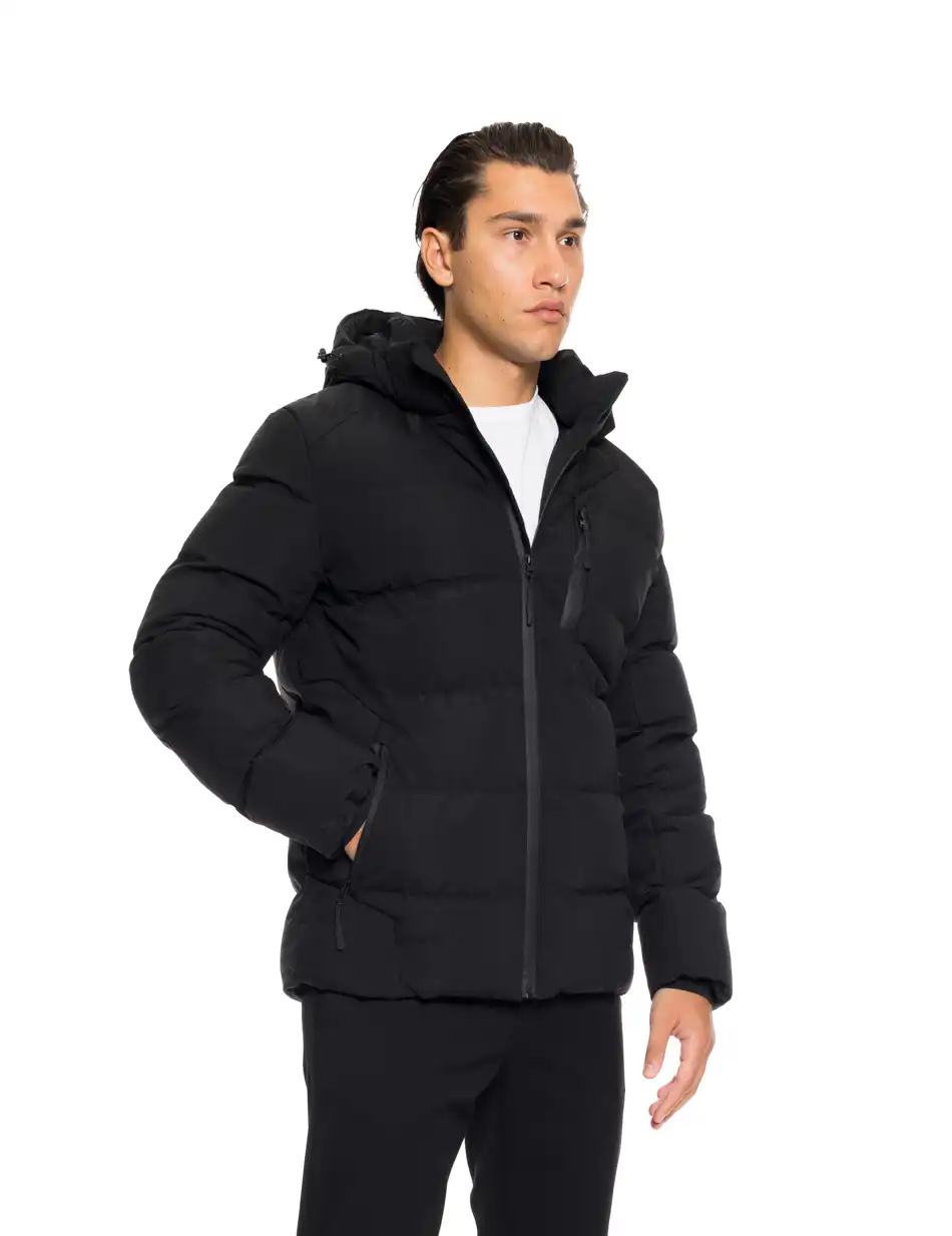 Biston fashion ανδρικό κοντό μπουφάν με αποσπώμενη κουκούλα 52-201-061 BLACK