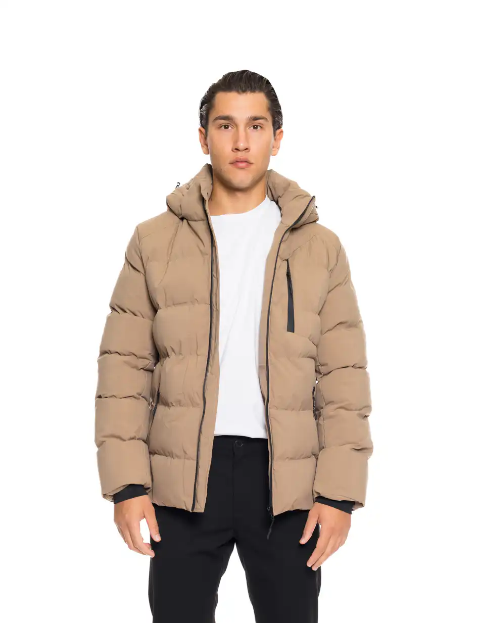 Biston fashion ανδρικό κοντό μπουφάν με αποσπώμενη κουκούλα 52-201-061 BEIGE