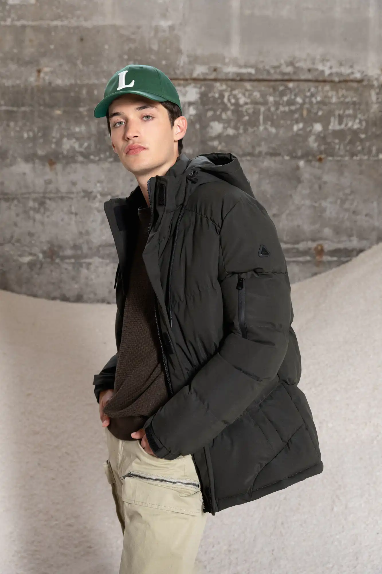 Splendid fashion ανδρικό demi μπουφάν με κουκούλα 52-201-067 DK GREEN