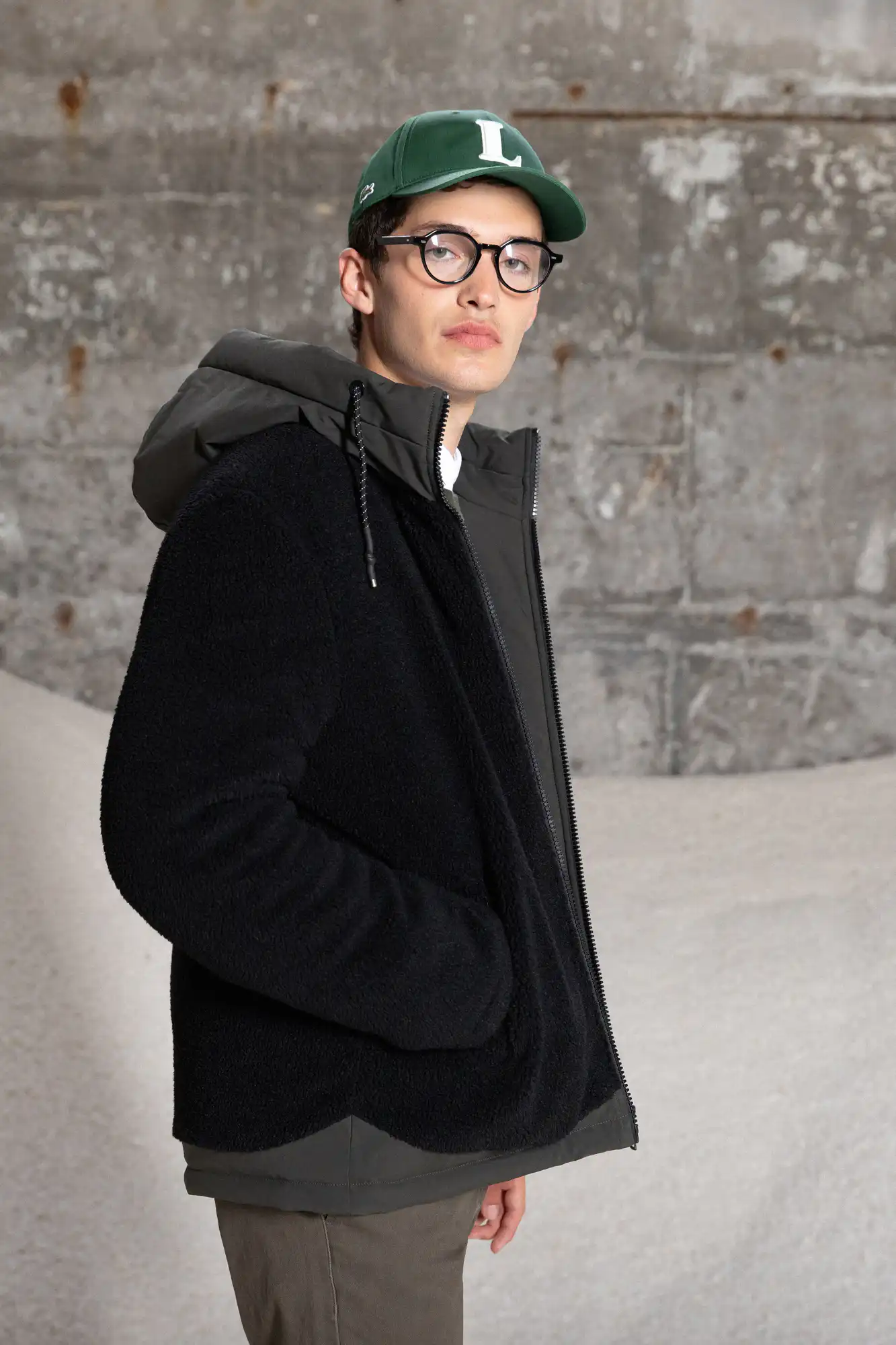 Splendid fashion ανδρικό κοντό μπουφάν με κουκούλα 52-201-077 BLACK