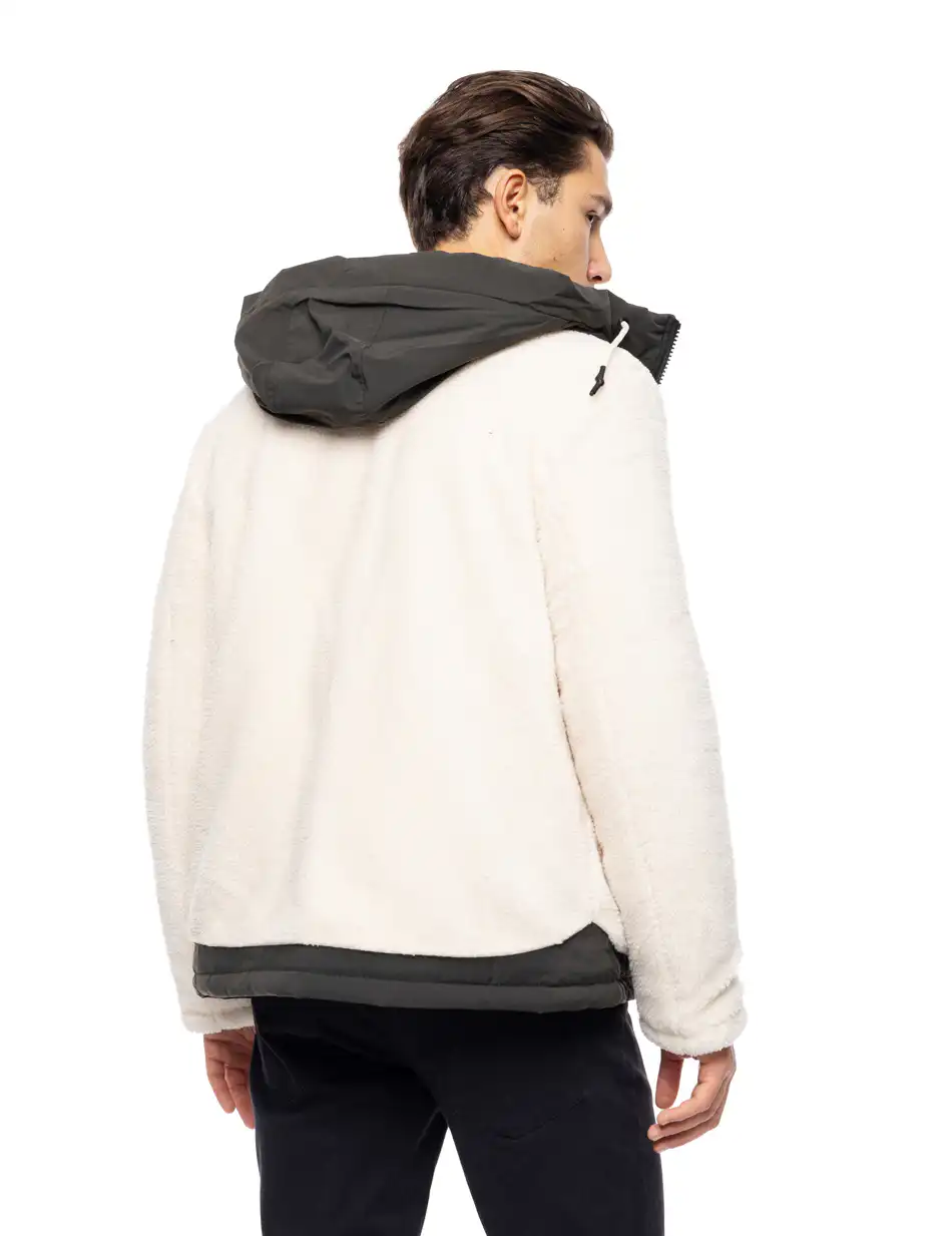 Splendid fashion ανδρικό κοντό μπουφάν με κουκούλα 52-201-077 OFF WHITE