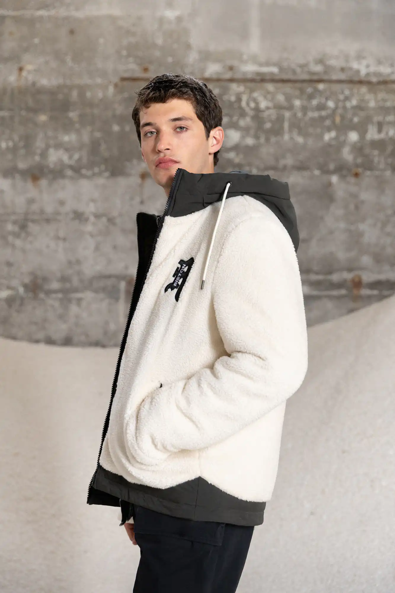 Splendid fashion ανδρικό κοντό μπουφάν με κουκούλα 52-201-077 OFF WHITE