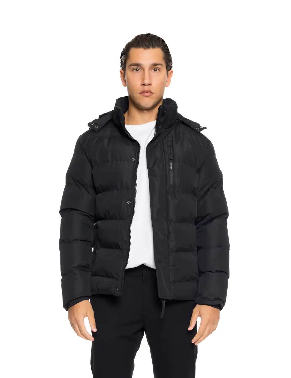 Biston fashion ανδρικό κοντό μπουφάν με αποσπώμενη κουκούλα 52-201-080 BLACK