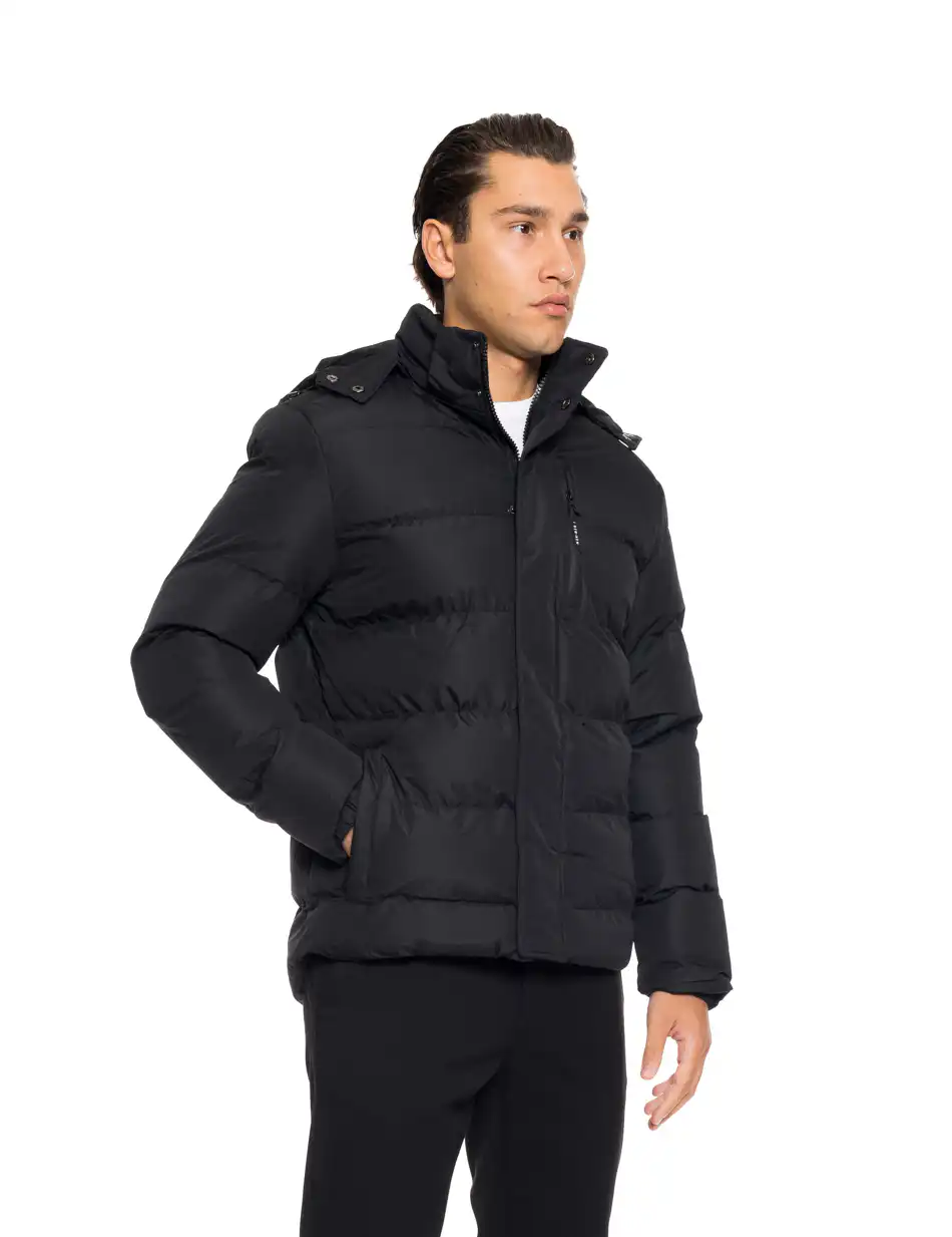 Biston fashion ανδρικό κοντό μπουφάν με αποσπώμενη κουκούλα 52-201-080 BLACK