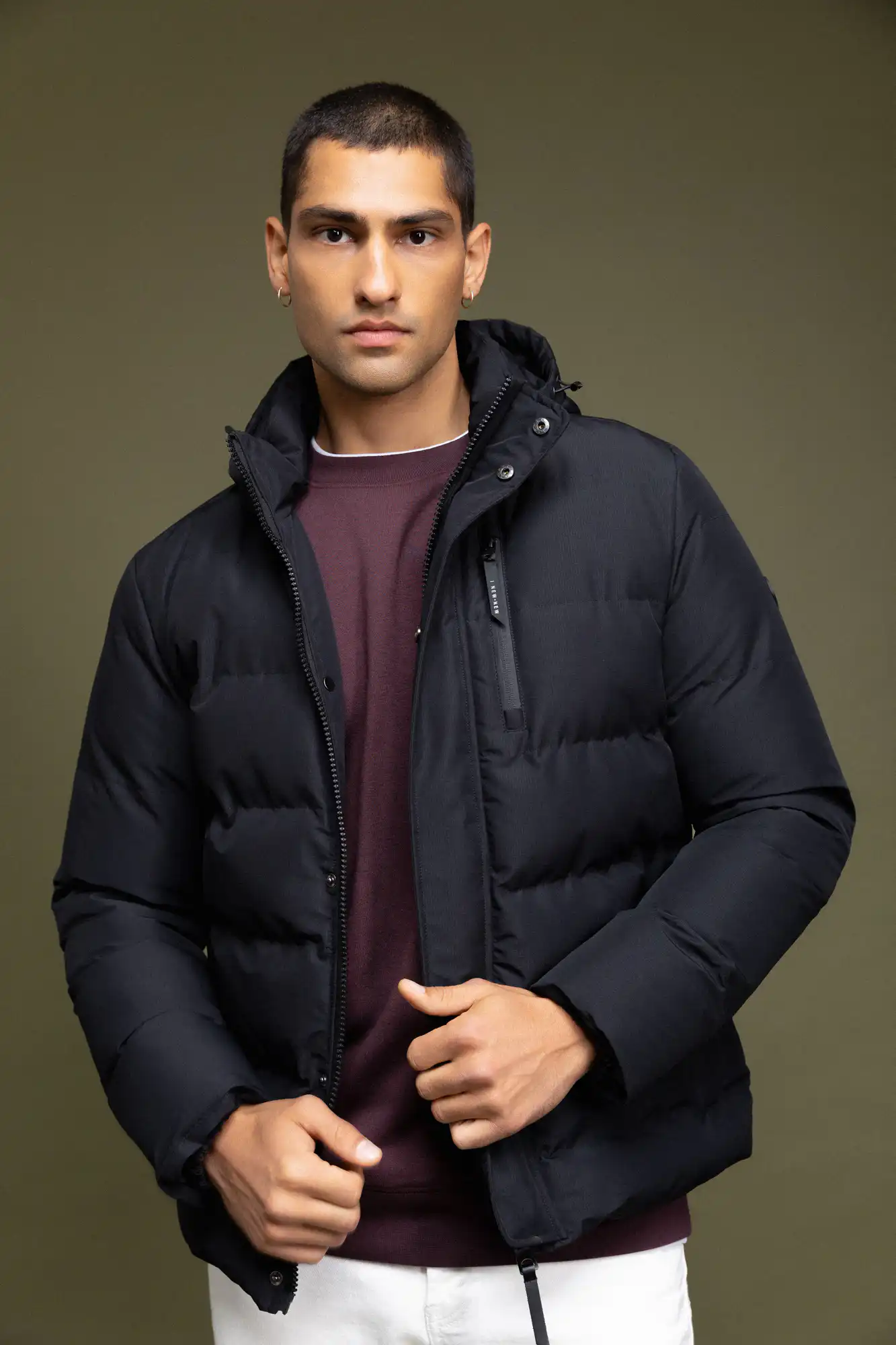 Biston fashion ανδρικό κοντό μπουφάν με αποσπώμενη κουκούλα 52-201-080 BLACK