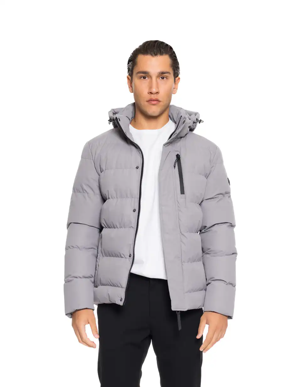 Biston fashion ανδρικό κοντό μπουφάν με αποσπώμενη κουκούλα 52-201-080 GREY