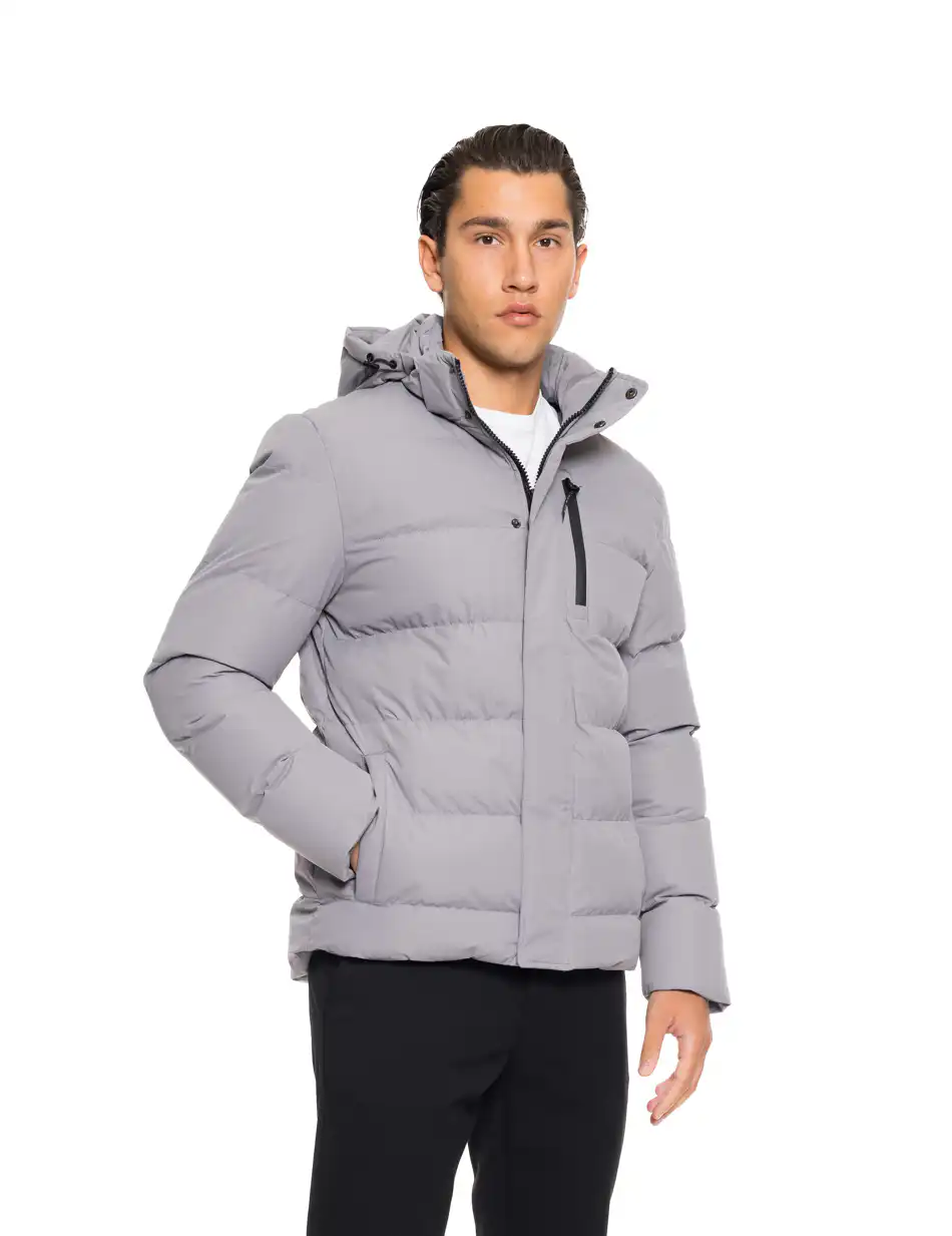 Biston fashion ανδρικό κοντό μπουφάν με αποσπώμενη κουκούλα 52-201-080 GREY