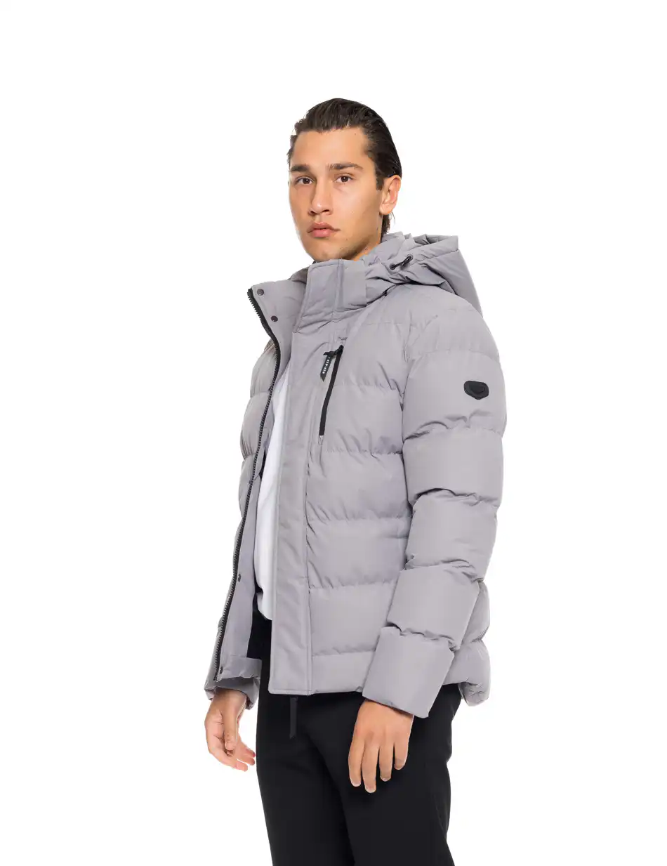 Biston fashion ανδρικό κοντό μπουφάν με αποσπώμενη κουκούλα 52-201-080 GREY