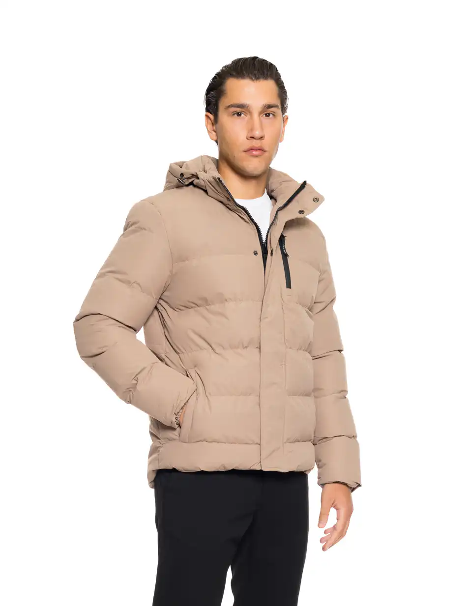 Biston fashion ανδρικό κοντό μπουφάν με αποσπώμενη κουκούλα 52-201-080 BEIGE