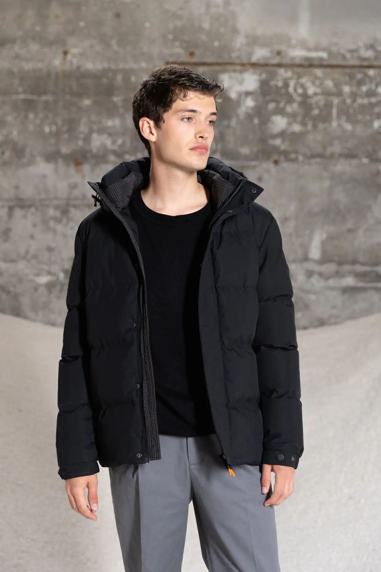 Splendid fashion ανδρικό κοντό μπουφάν με ενσωματωμένη κουκούλα 52-201-086 BLACK