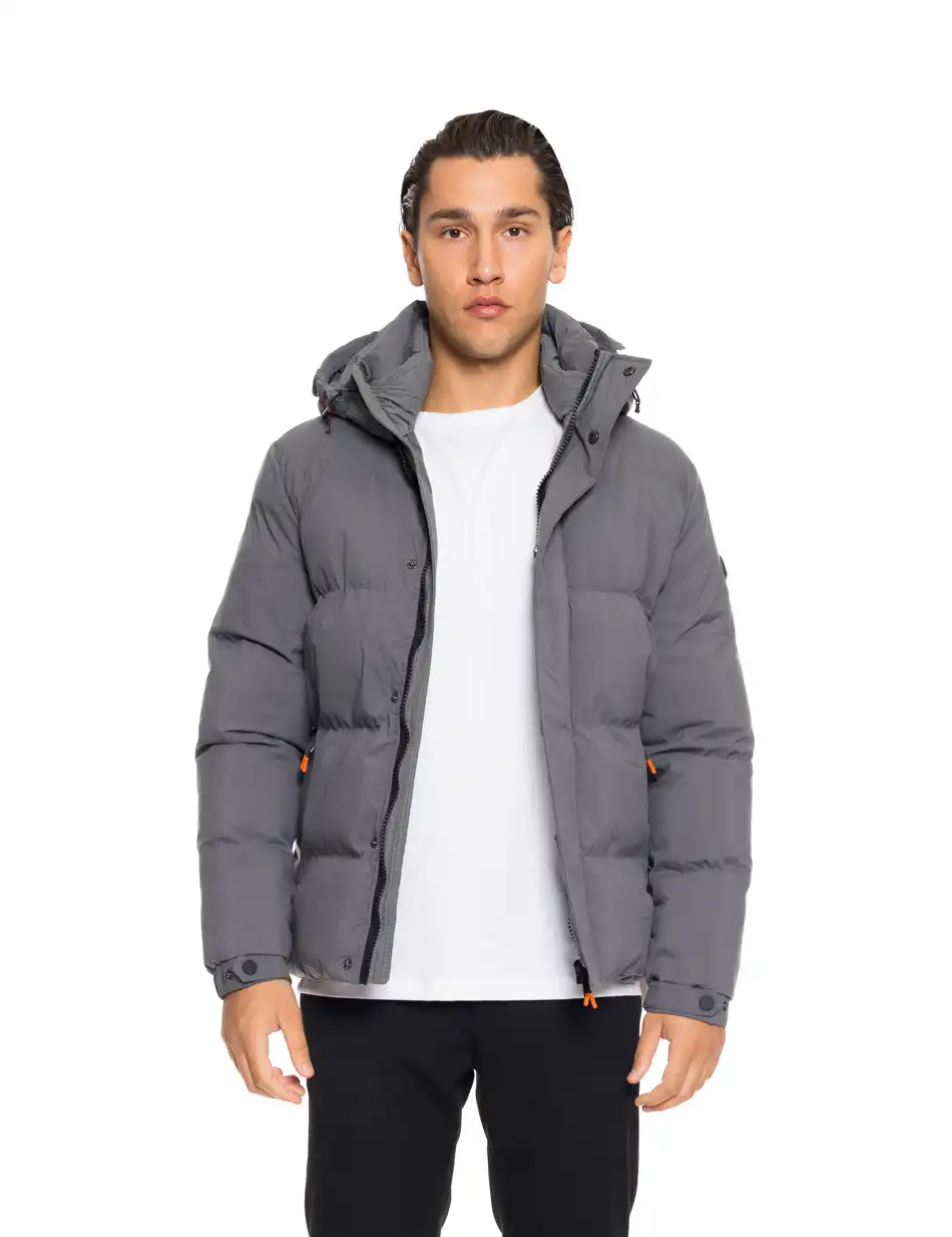 Splendid fashion ανδρικό κοντό μπουφάν με ενσωματωμένη κουκούλα 52-201-086 GREY