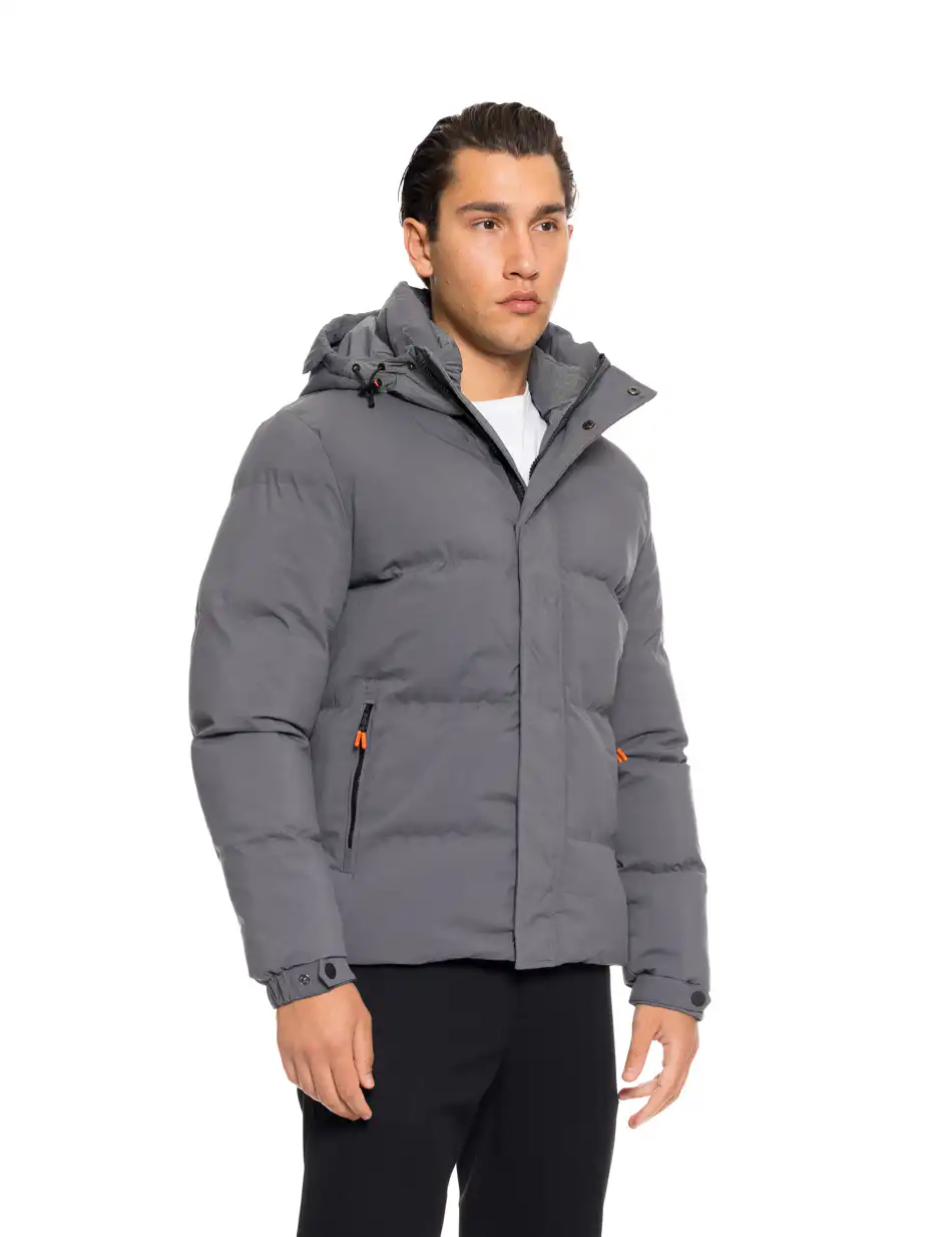 Splendid fashion ανδρικό κοντό μπουφάν με ενσωματωμένη κουκούλα 52-201-086 GREY