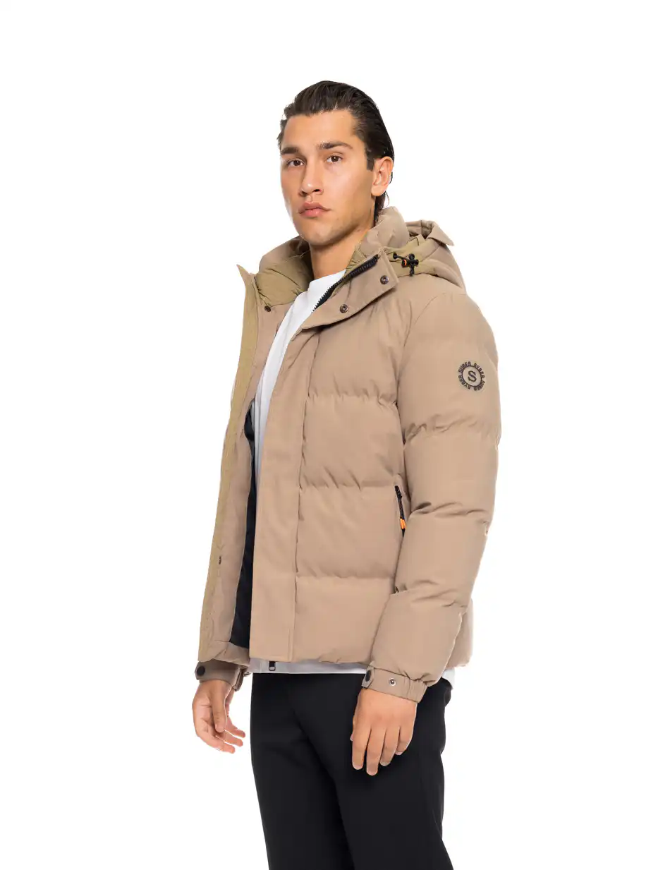 Splendid fashion ανδρικό κοντό μπουφάν με ενσωματωμένη κουκούλα 52-201-086 BEIGE