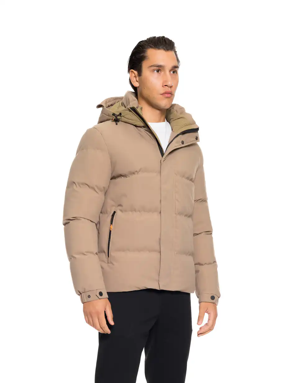 Splendid fashion ανδρικό κοντό μπουφάν με ενσωματωμένη κουκούλα 52-201-086 BEIGE