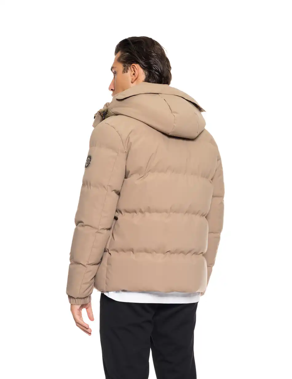 Splendid fashion ανδρικό κοντό μπουφάν με ενσωματωμένη κουκούλα 52-201-086 BEIGE