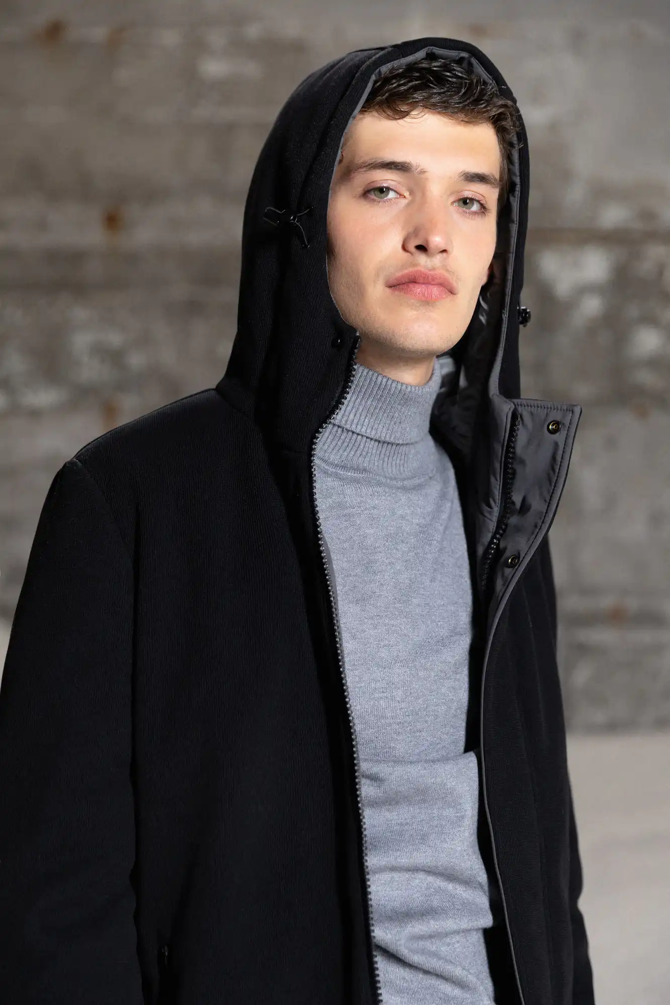 Splendid fashion Ανδρικό demi μπουφάν με ενσωματωμένη κουκούλα 52-201-087 BLACK