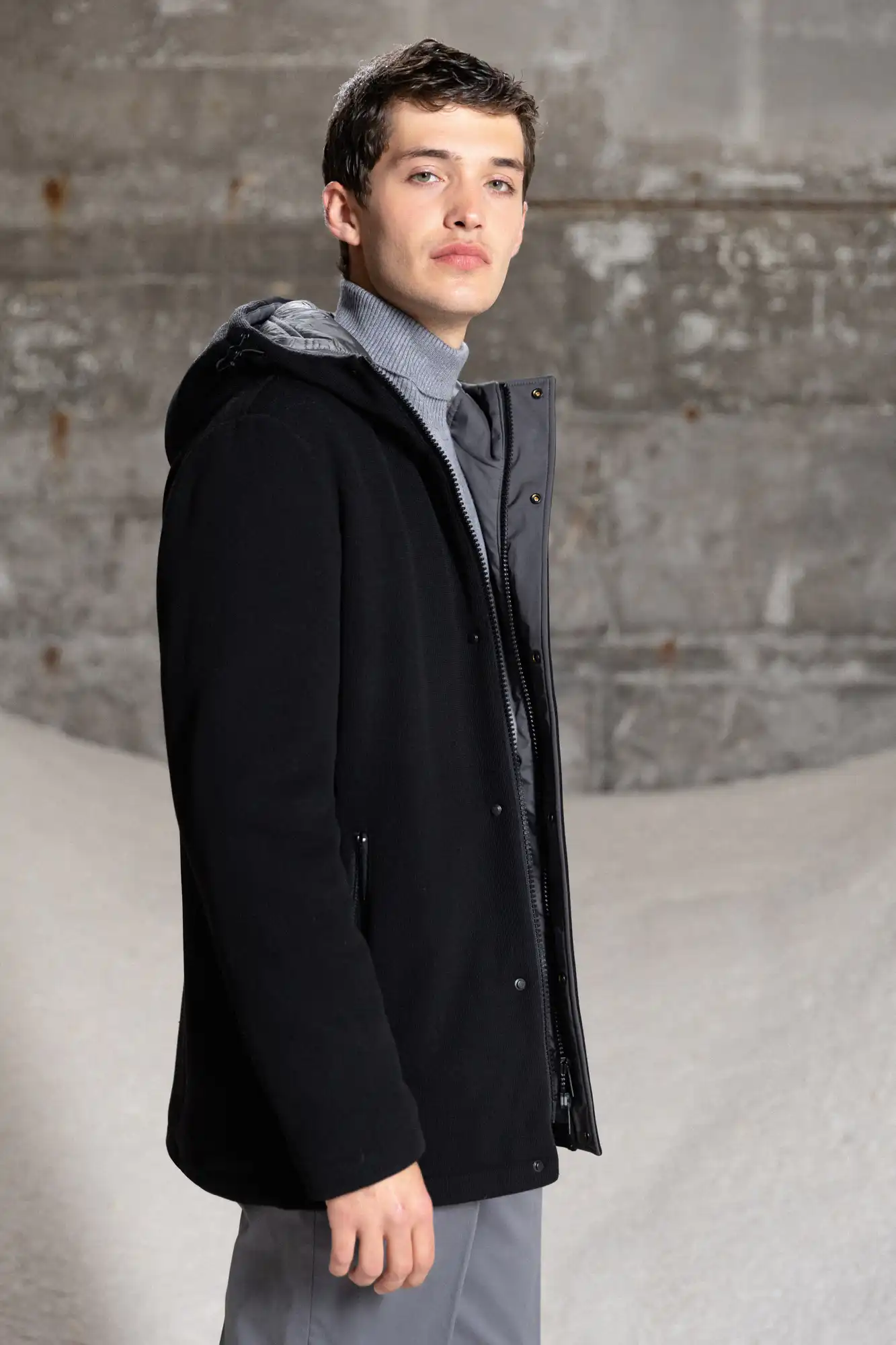 Splendid fashion Ανδρικό demi μπουφάν με ενσωματωμένη κουκούλα 52-201-087 BLACK