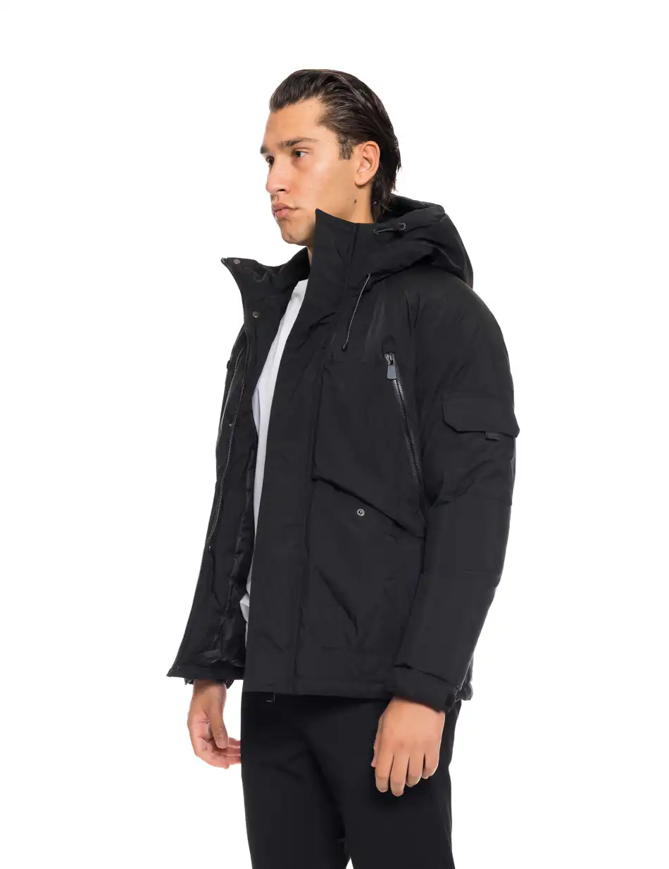 Βiston fashion ανδρικό κοντό μπουφάν με ενσωματωμένη κουκούλα 52-201-090 BLACK