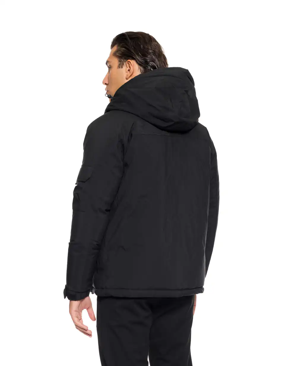 Βiston fashion ανδρικό κοντό μπουφάν με ενσωματωμένη κουκούλα 52-201-090 BLACK