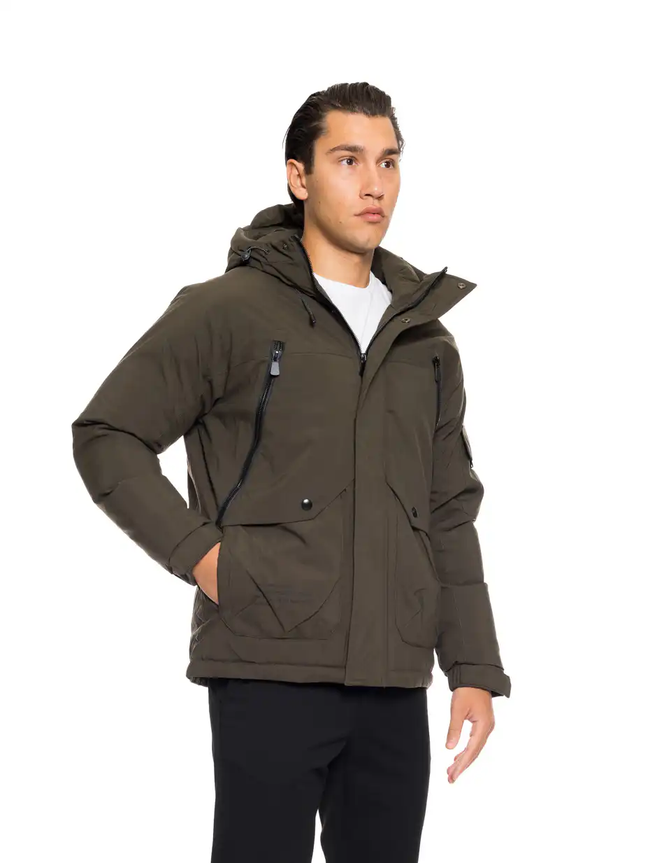 Βiston fashion ανδρικό κοντό μπουφάν με ενσωματωμένη κουκούλα 52-201-090 OLIVE