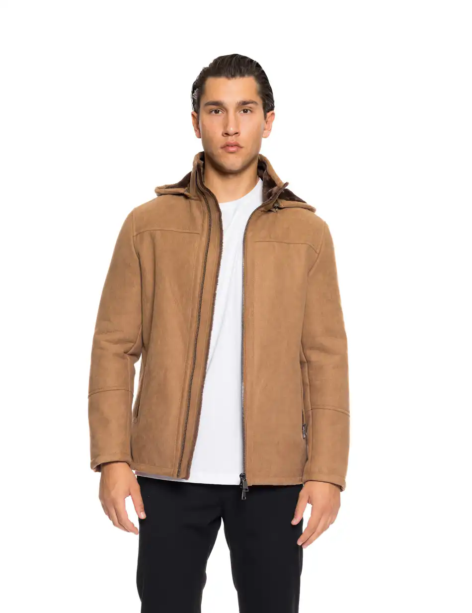 Biston fashion ανδρικό κοντό μπουφάν με ενσωματωμένη κουκούλα 52-201-091 CAMEL