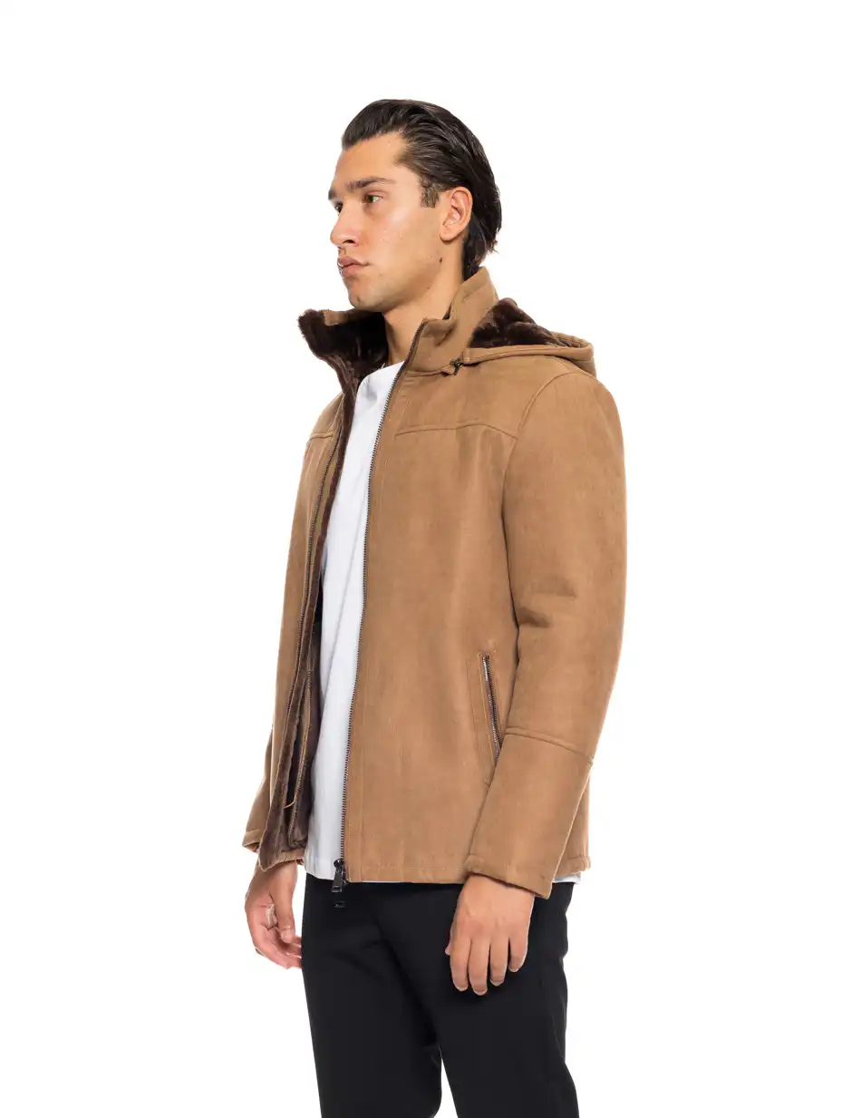 Biston fashion ανδρικό κοντό μπουφάν με ενσωματωμένη κουκούλα 52-201-091 CAMEL