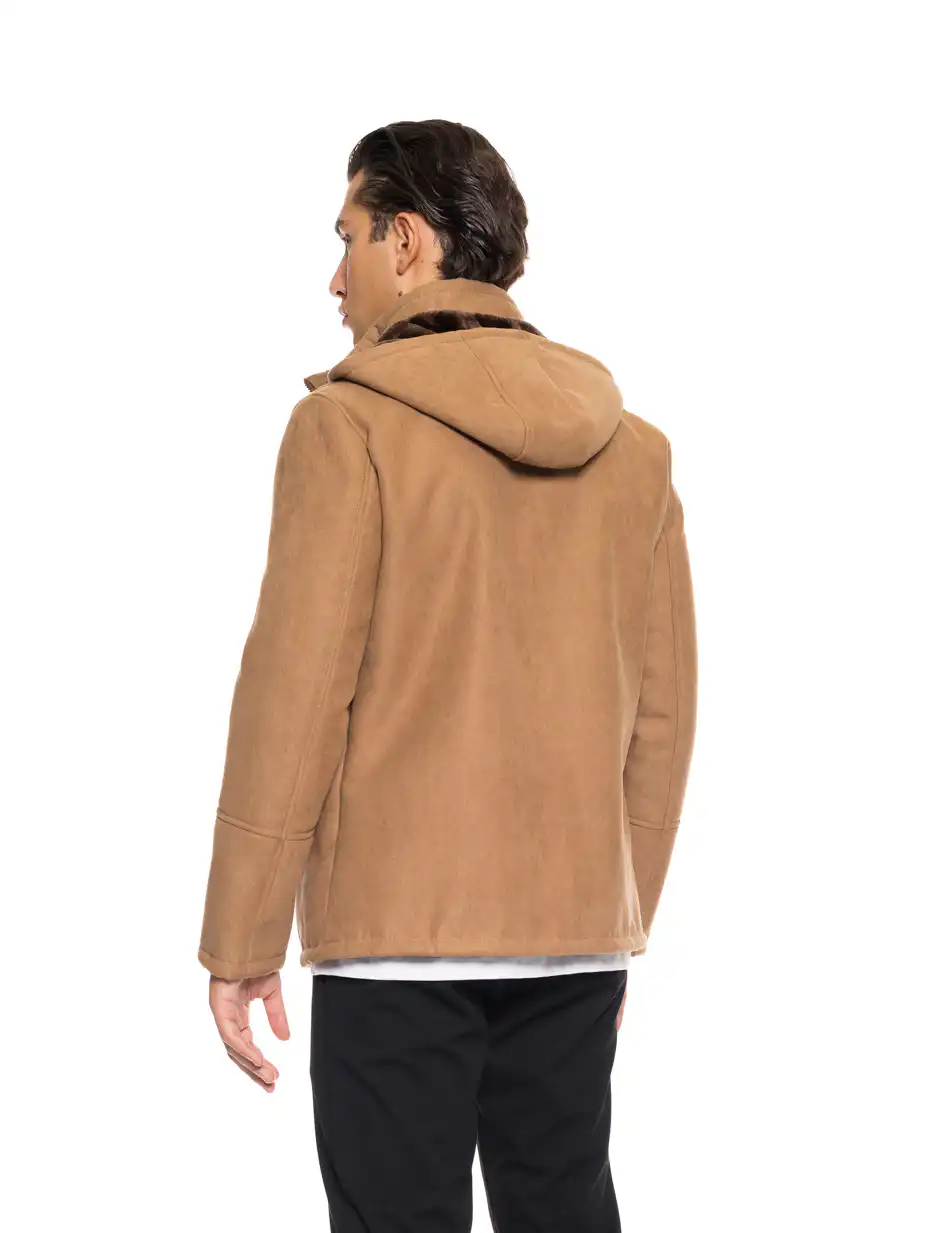 Biston fashion ανδρικό κοντό μπουφάν με ενσωματωμένη κουκούλα 52-201-091 CAMEL