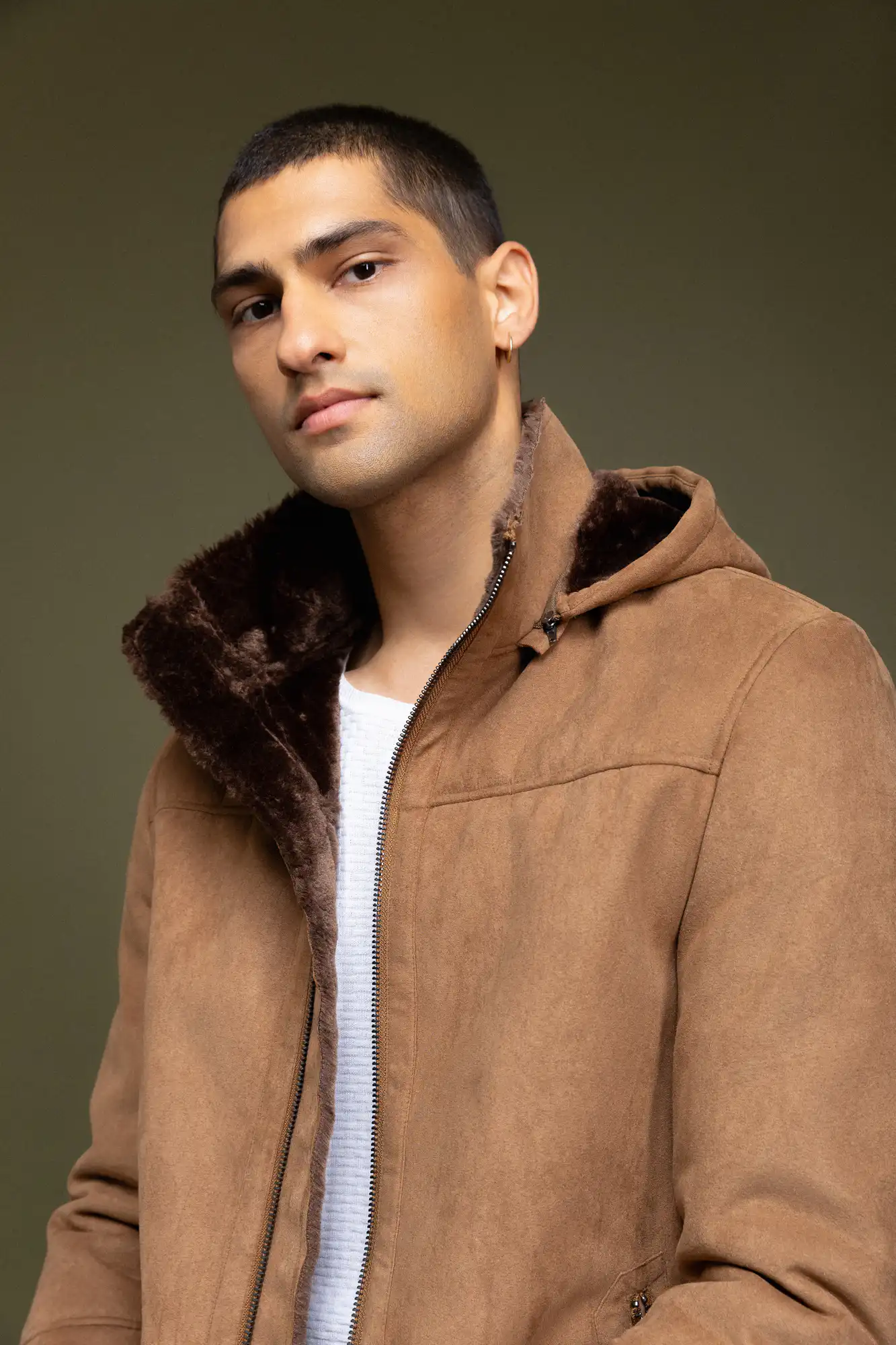 Biston fashion ανδρικό κοντό μπουφάν με ενσωματωμένη κουκούλα 52-201-091 CAMEL