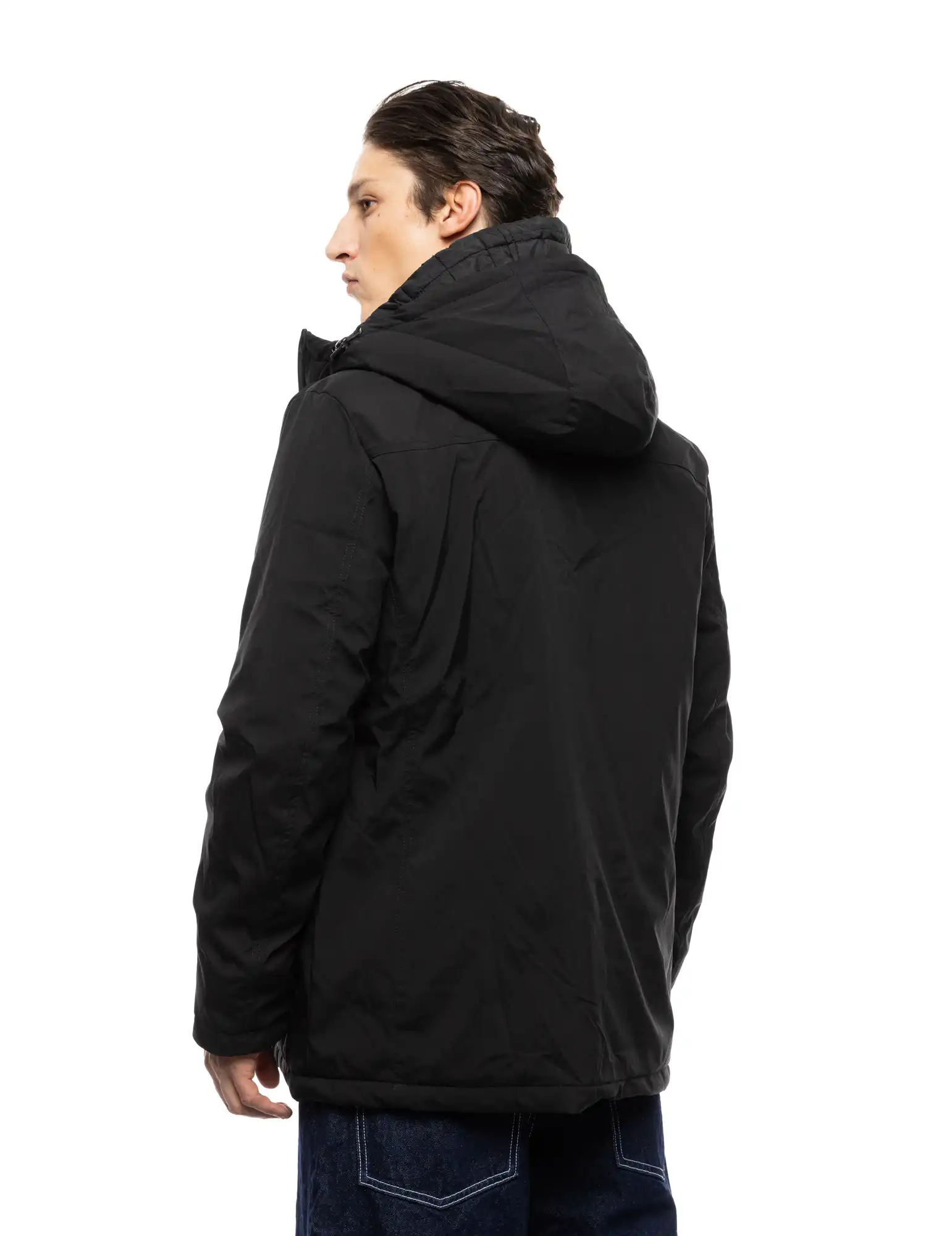 Splendid fashion ανδρικό κοντό μπουφάν με δυο κουκούλες, μια ενσωματωμένη και μια αποσπώμενη 52-201-093 BLACK