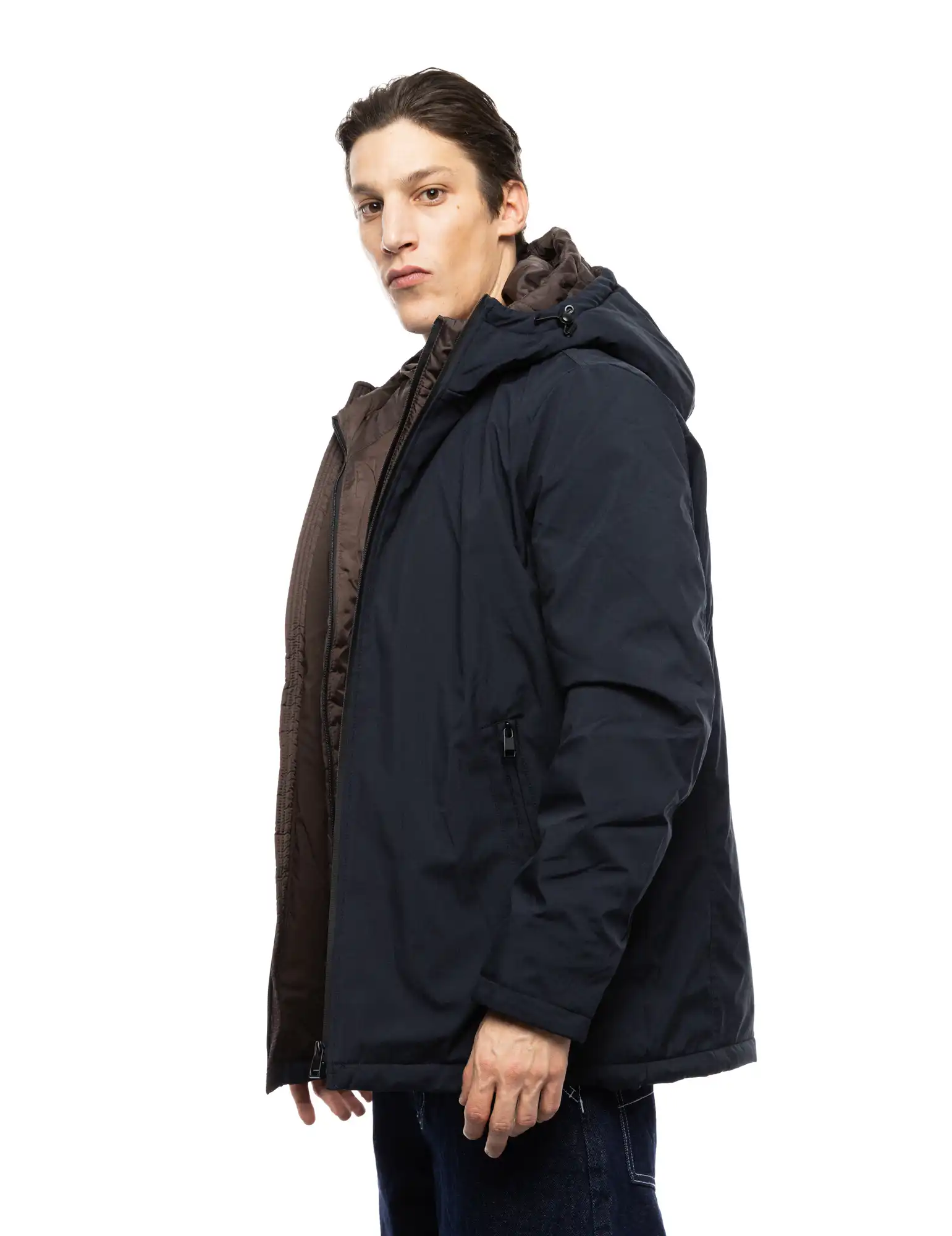 Splendid fashion ανδρικό κοντό μπουφάν με δυο κουκούλες, μια ενσωματωμένη και μια αποσπώμενη 52-201-093 NAVY