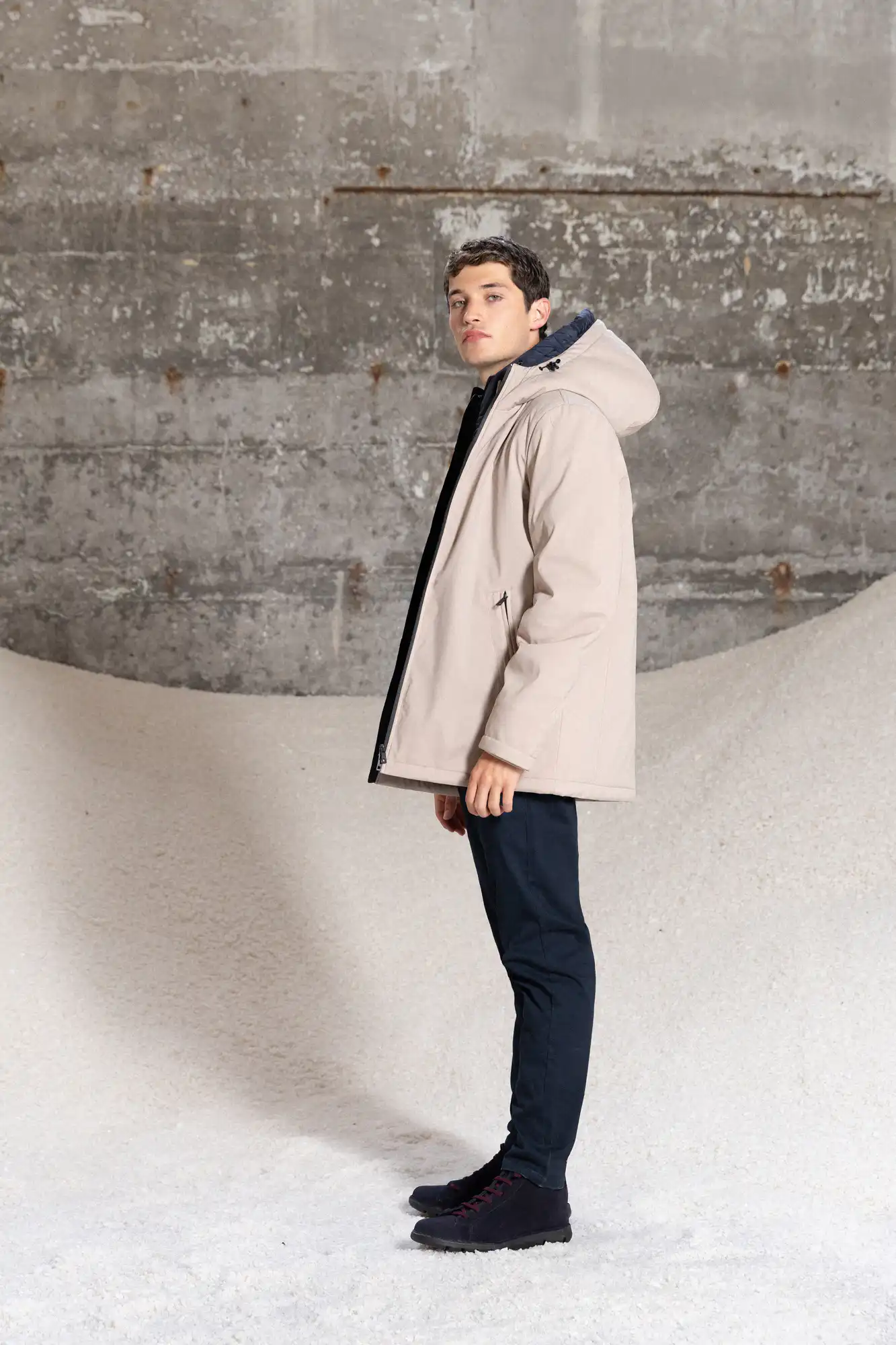 Splendid fashion ανδρικό κοντό μπουφάν με δυο κουκούλες, μια ενσωματωμένη και μια αποσπώμενη 52-201-093 CAMEL