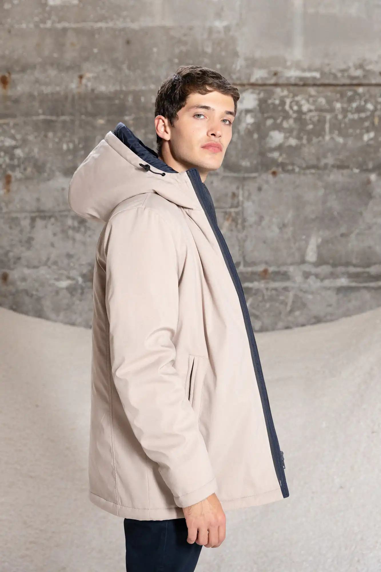 Splendid fashion ανδρικό κοντό μπουφάν με δυο κουκούλες, μια ενσωματωμένη και μια αποσπώμενη 52-201-093 CAMEL