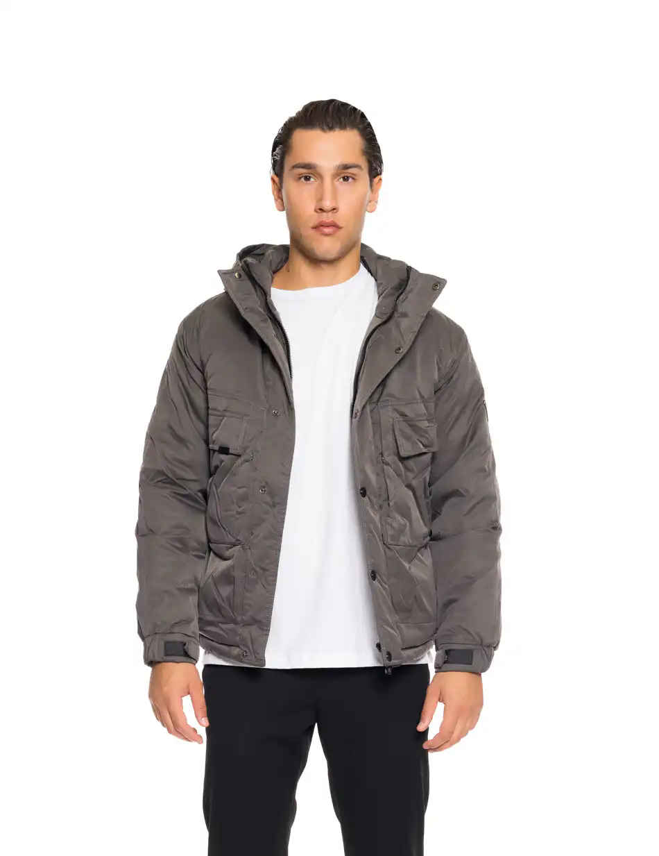 Splendid fashion ανδρικό κοντό μπουφάν με κουκούλα 52-201-095 DK GREY