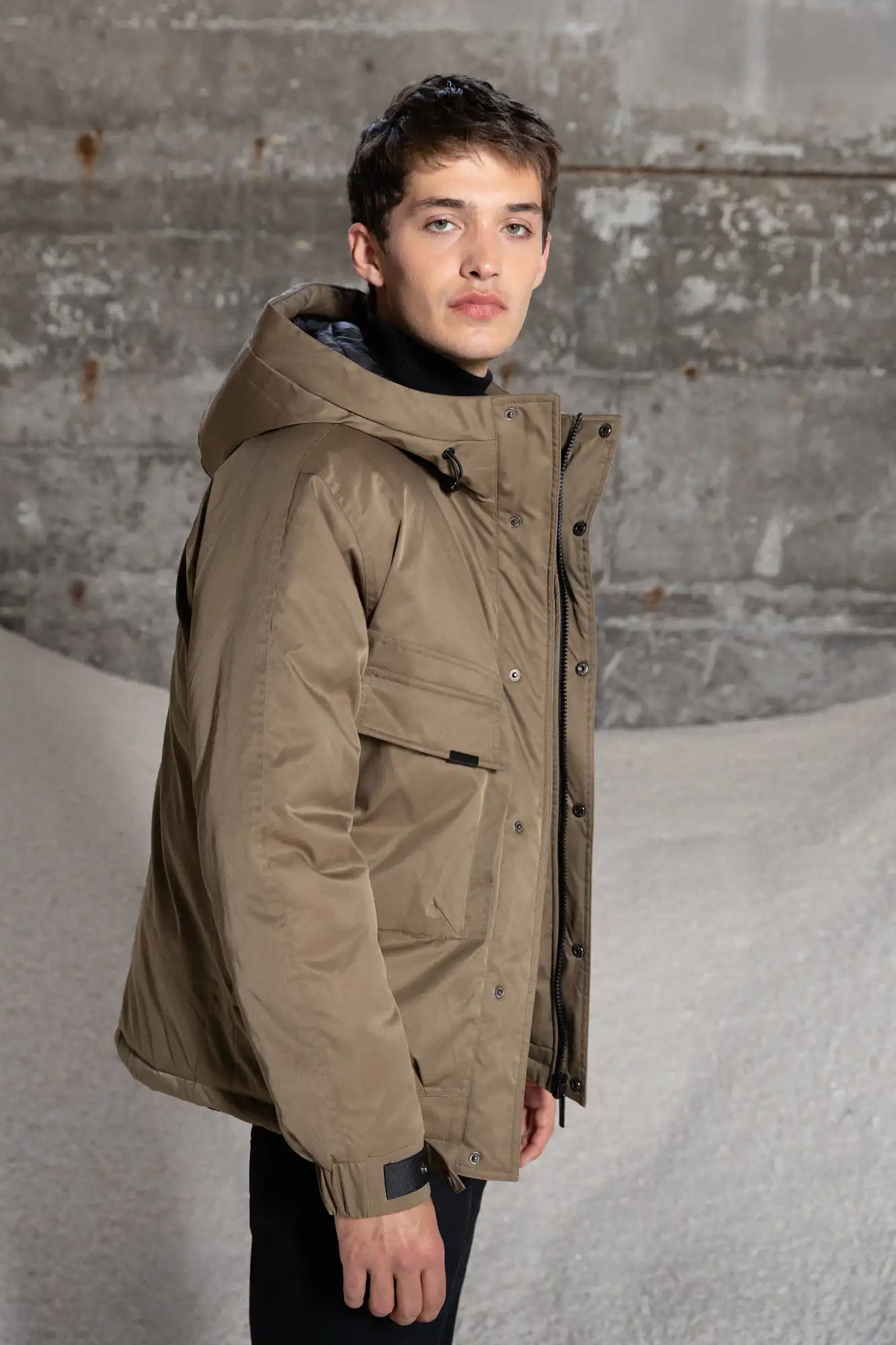 Splendid fashion ανδρικό κοντό μπουφάν με κουκούλα 52-201-095 DK BEIGE