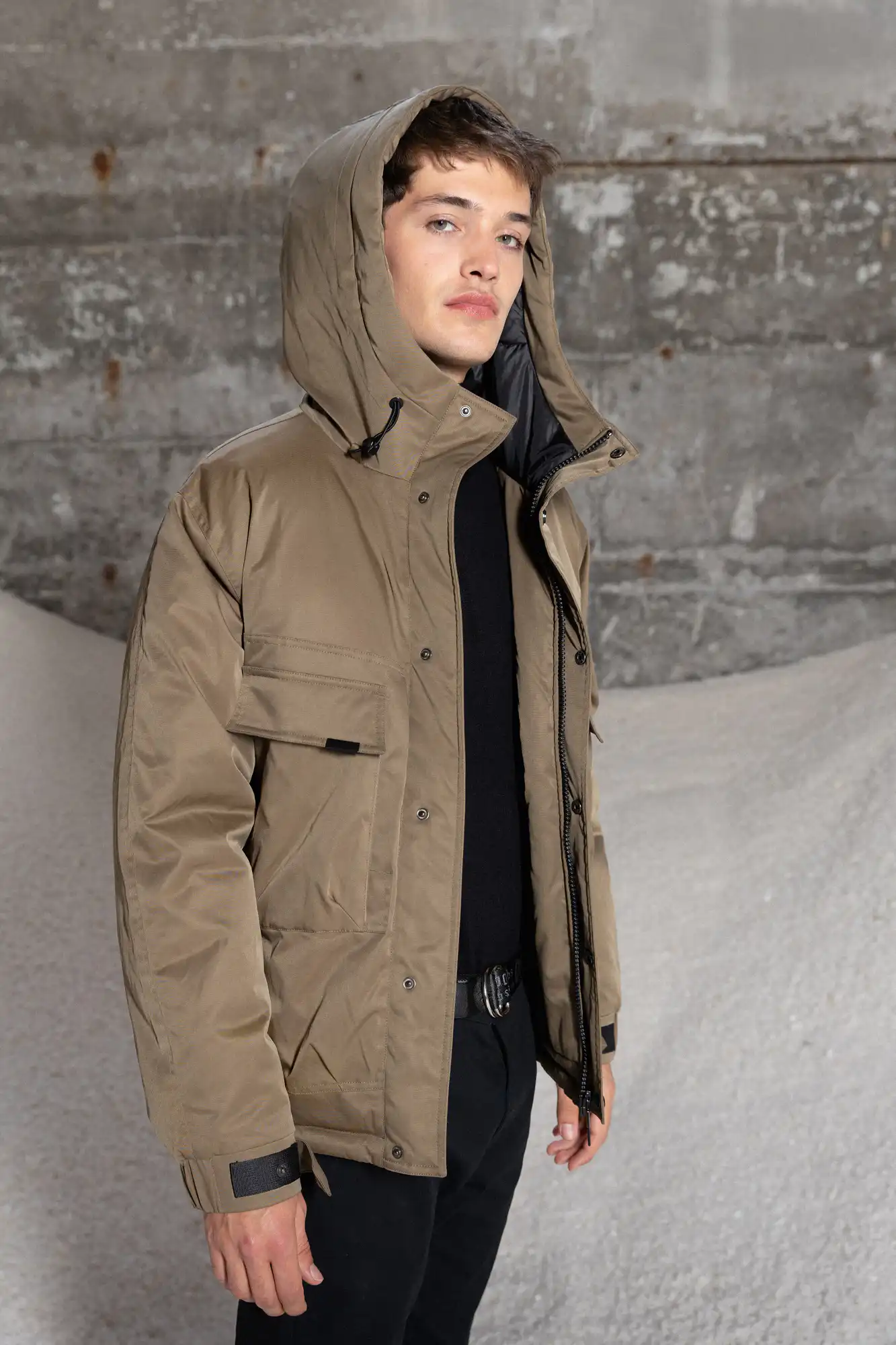 Splendid fashion ανδρικό κοντό μπουφάν με κουκούλα 52-201-095 DK BEIGE