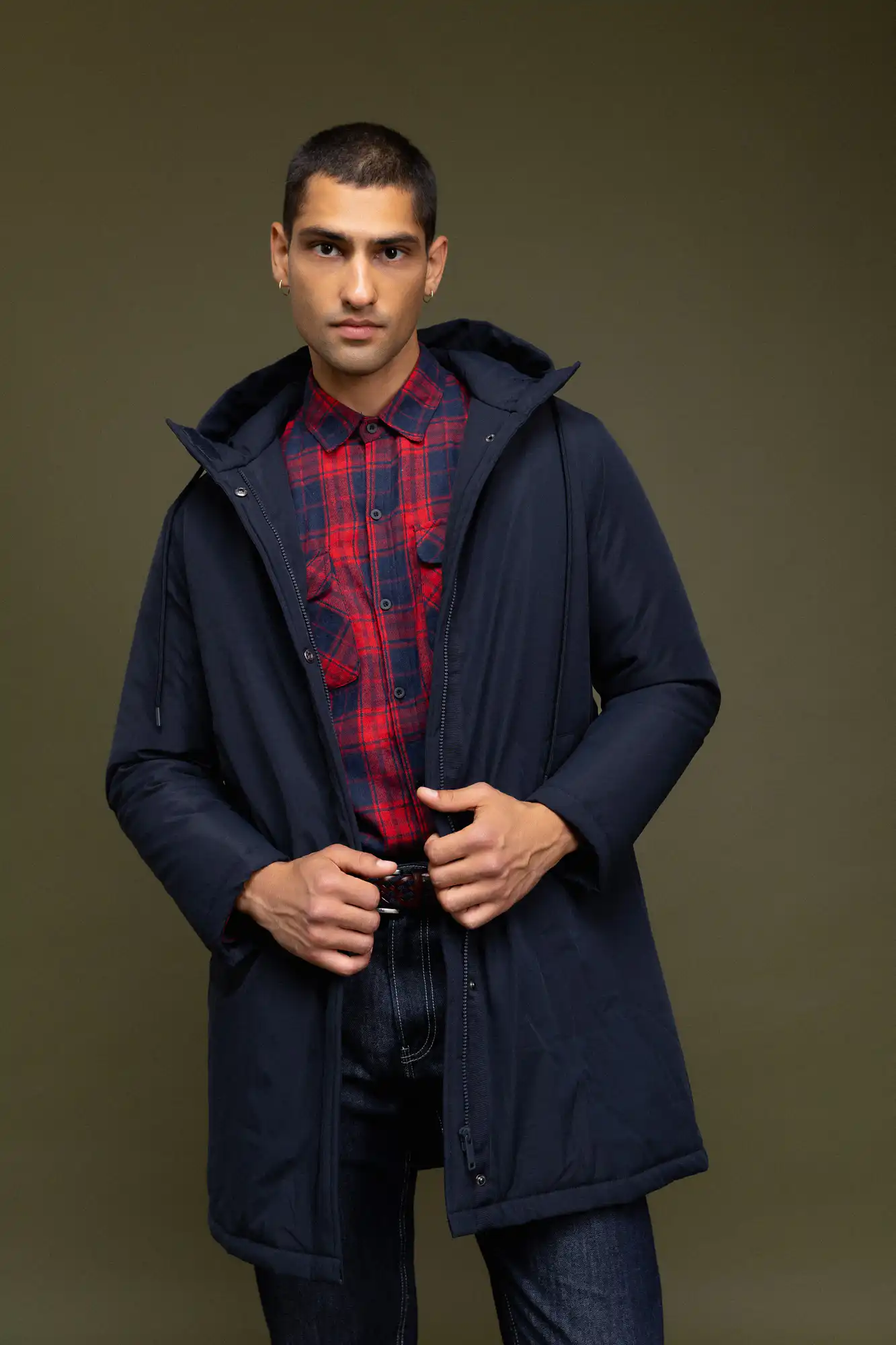 Biston fashion ανδρικό demi μπουφάν με ενσωματωμένη κουκούλα 52-201-098 NAVY