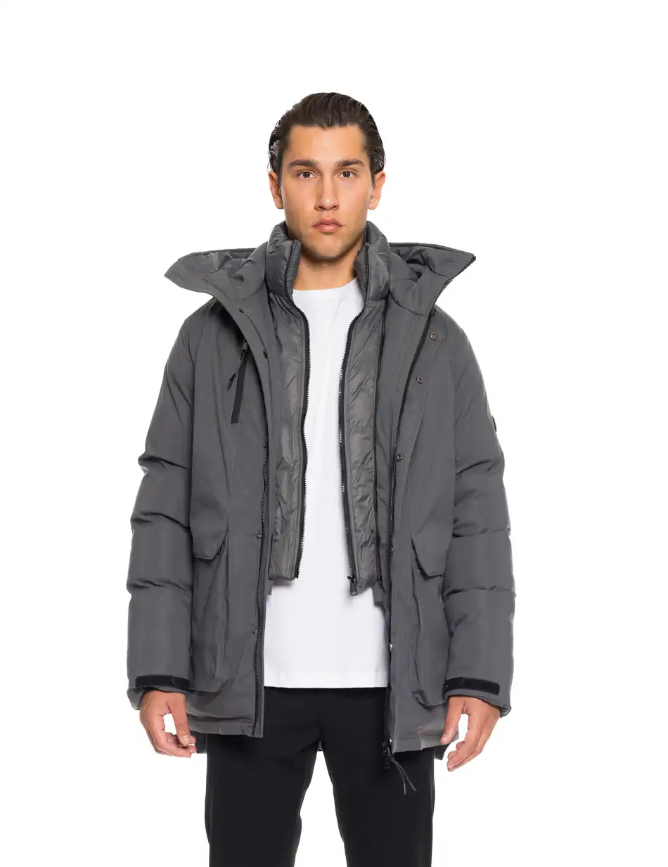 Splendid fashion ανδρικό κοντό μπουφάν με ενσωματωμένη κουκούλα 52-201-103 DK GREY