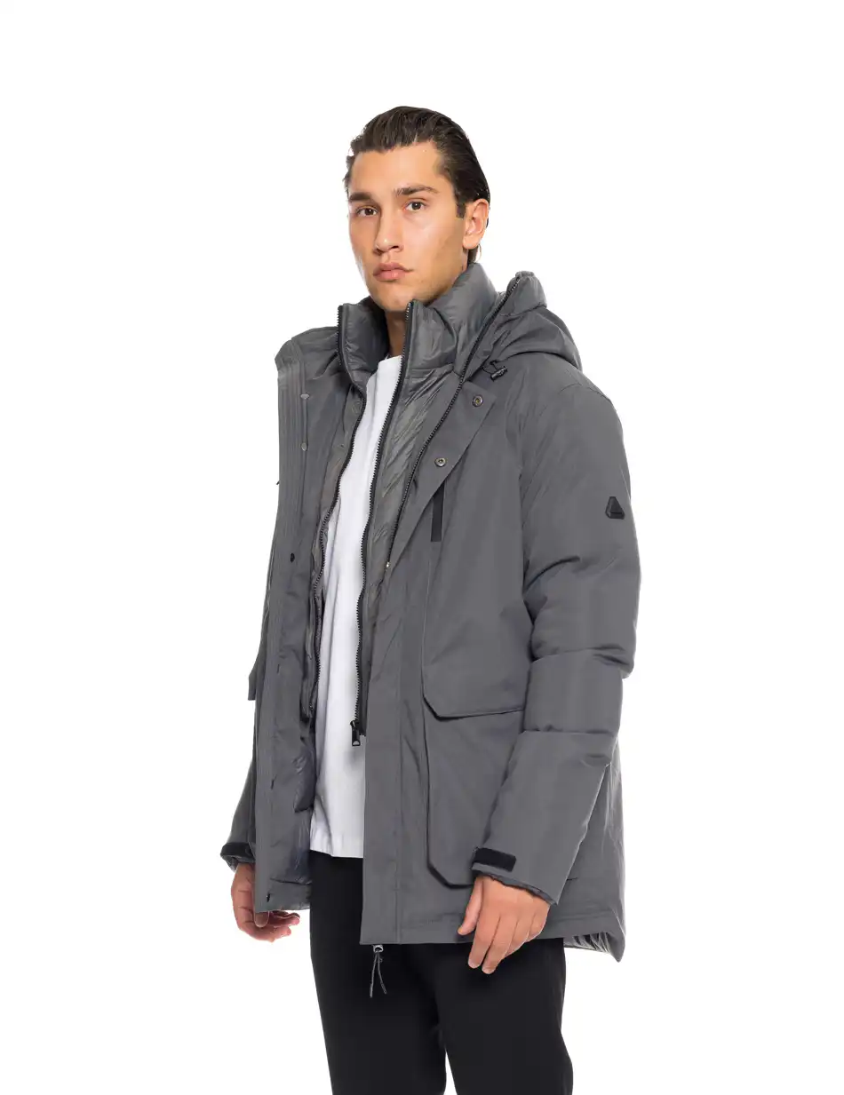 Splendid fashion ανδρικό κοντό μπουφάν με ενσωματωμένη κουκούλα 52-201-103 DK GREY