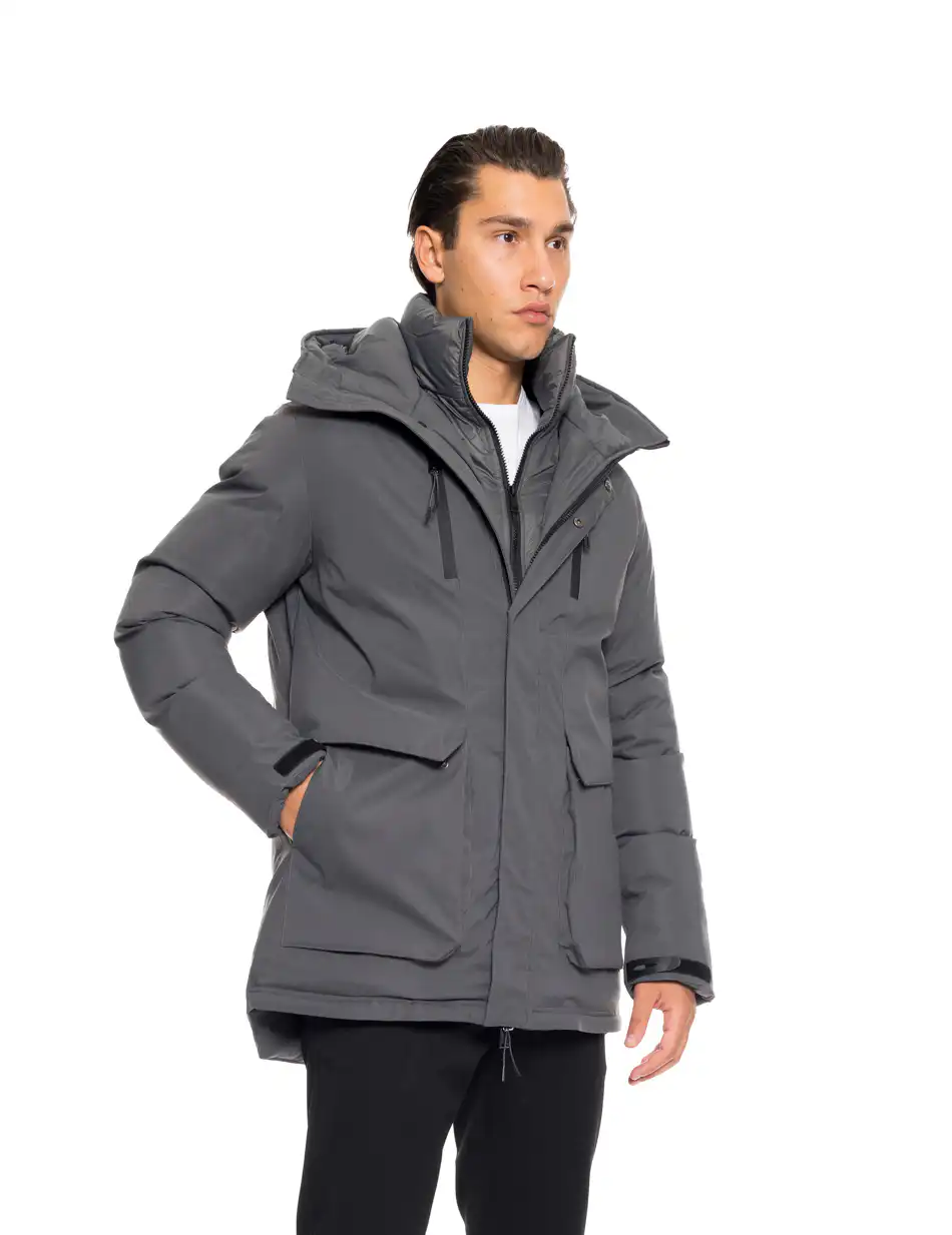 Splendid fashion ανδρικό κοντό μπουφάν με ενσωματωμένη κουκούλα 52-201-103 DK GREY