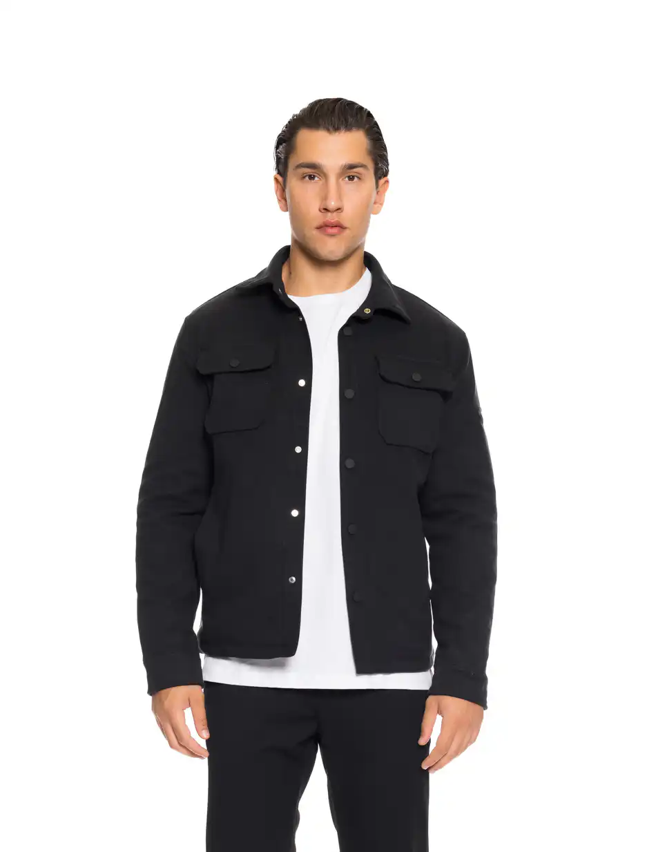 Biston fashion ανδρικό κοντό μπουφάν με γιακά και κουμπιά 52-201-106 BLACK