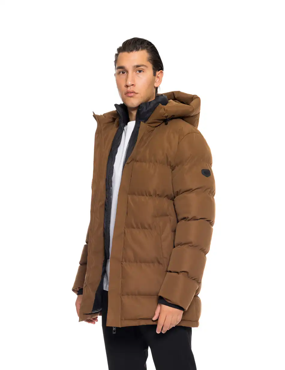 B' Ανδρικό demi μπουφάν με ενσωματωμένη κουκούλα 52-201-107 BROWN