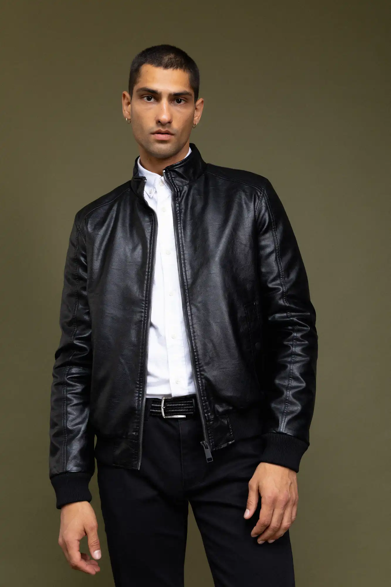 Biston fashion ανδρικό κοντό πανωφόρι από δερματίνη 52-201-108 BLACK