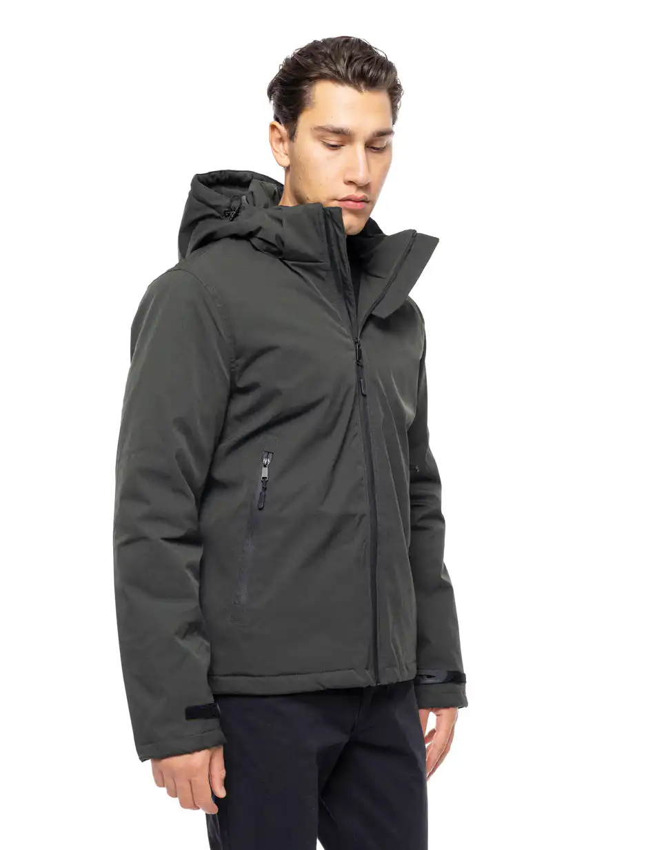 Splendid fashion ανδρικό κοντό μπουφάν με αποσπώμενη κουκούλα 52-201-109 DK GREEN