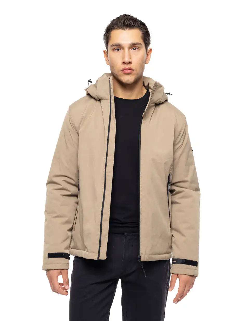 Splendid fashion ανδρικό κοντό μπουφάν με αποσπώμενη κουκούλα 52-201-109 BEIGE