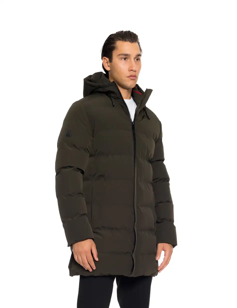 Splendid fashion ανδρικό μακρύ μπουφάν με ενσωματωμένη κουκούλα 52-201-111 DK GREEN