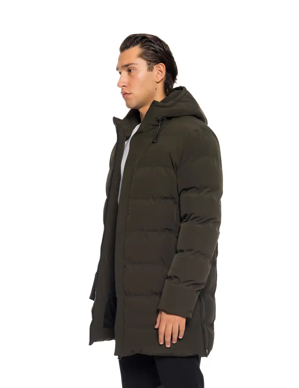 Splendid fashion ανδρικό μακρύ μπουφάν με ενσωματωμένη κουκούλα 52-201-111 DK GREEN